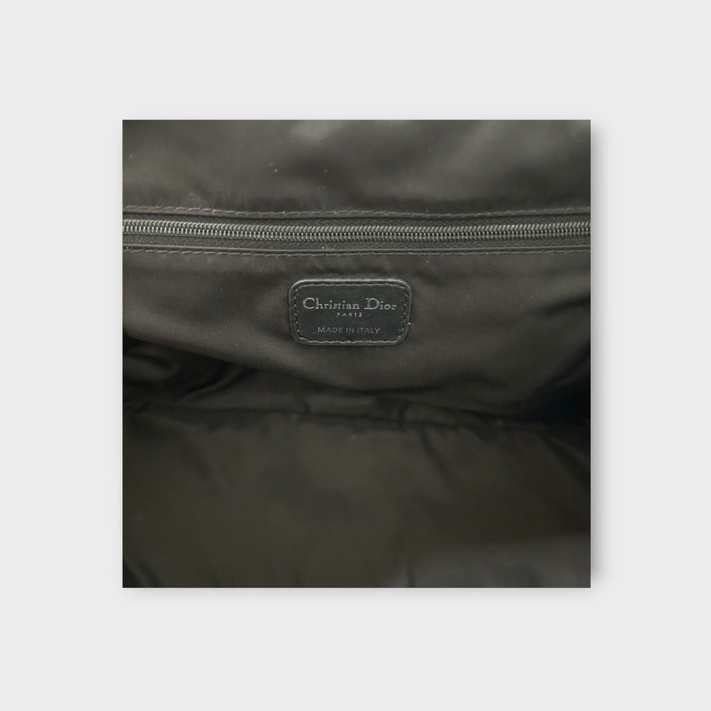 Christian Dior Handbag Tote Bag Leather Nylon Black Silver Hardware 【B】