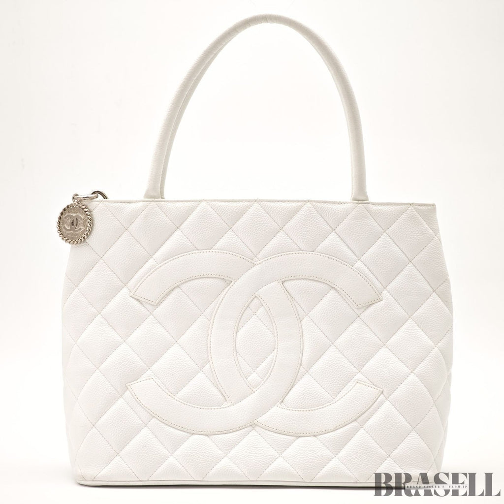 Chanel Reissue Tote Caviar Skin White Tote Bag White Women With Guarantee Card