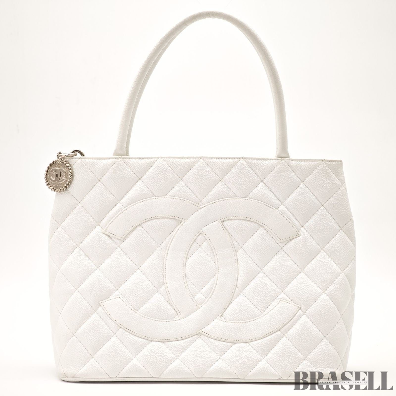 Chanel Reissue Tote Caviar Skin White Tote Bag White Women With Guarantee Card