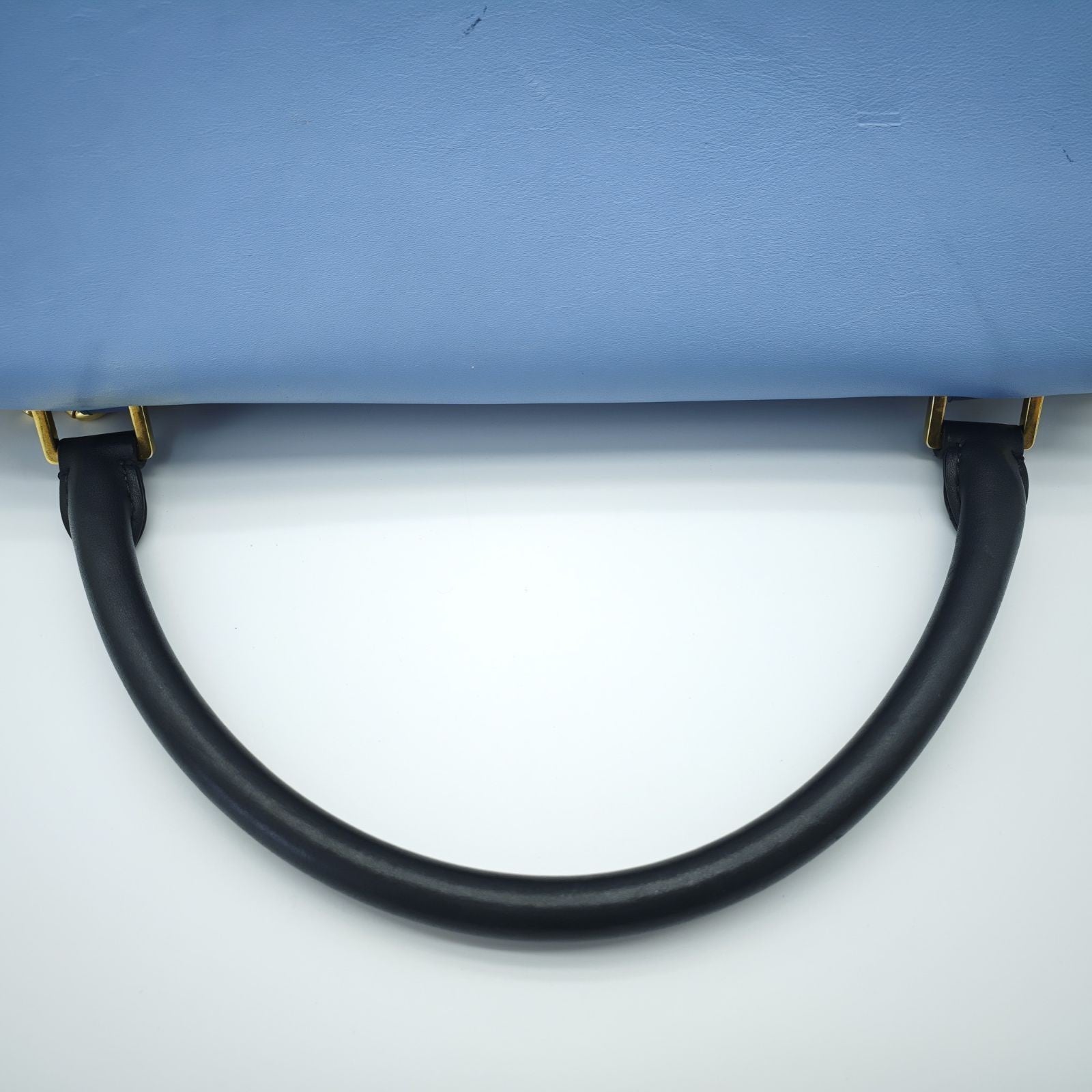 CELINE Trapeze Small 2-Way Handbag/Shoulder Bag Black Light Blue and Ivory