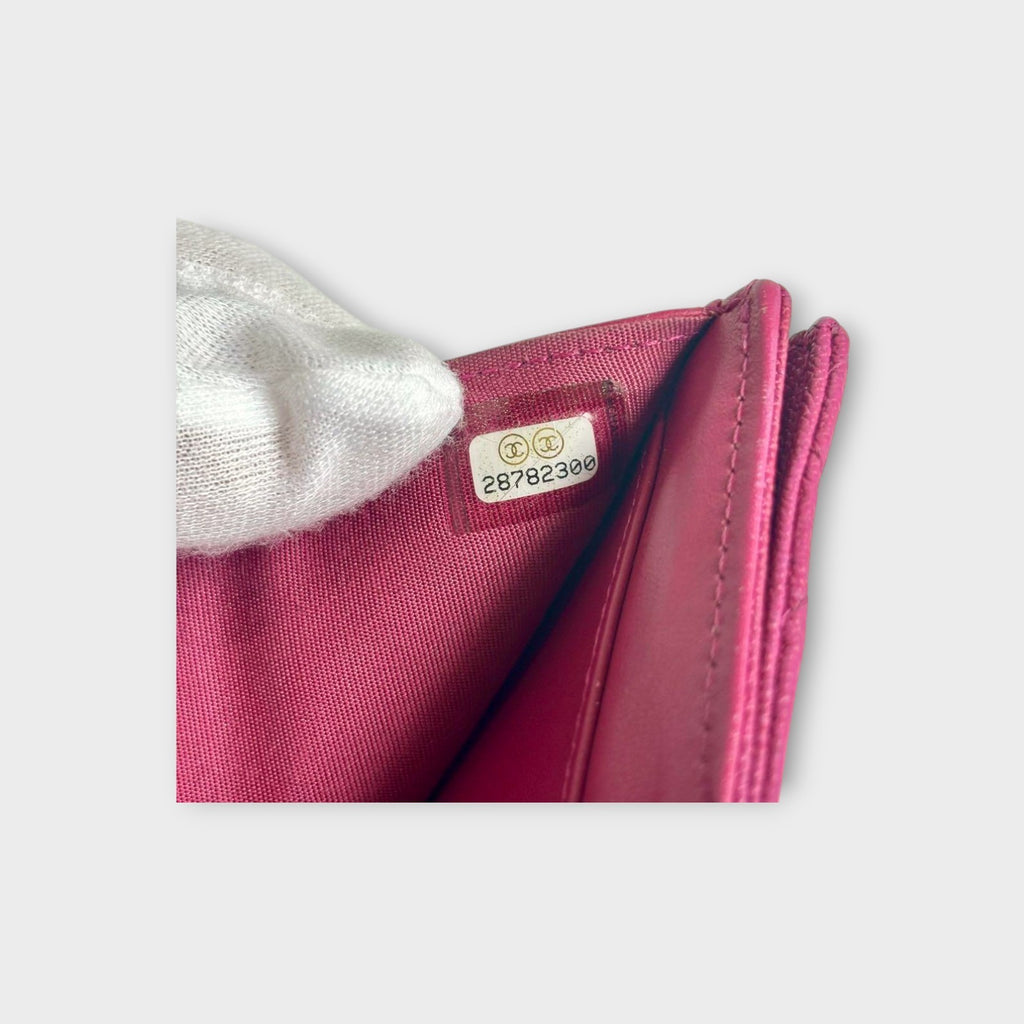 Chanel Boy Trifold Wallet in Pink Matelassé Caviar Skin