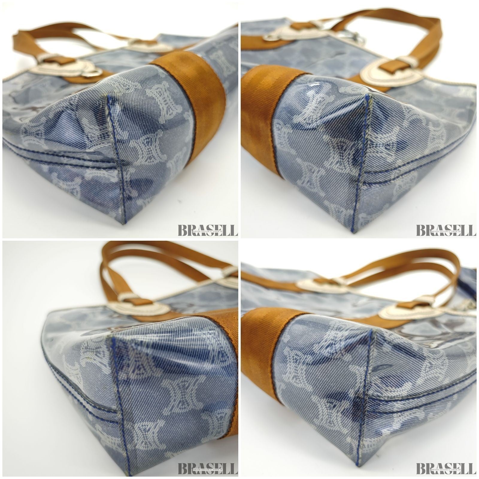 CELINE Macadam Tote Bag with Pouch Blue Women’s