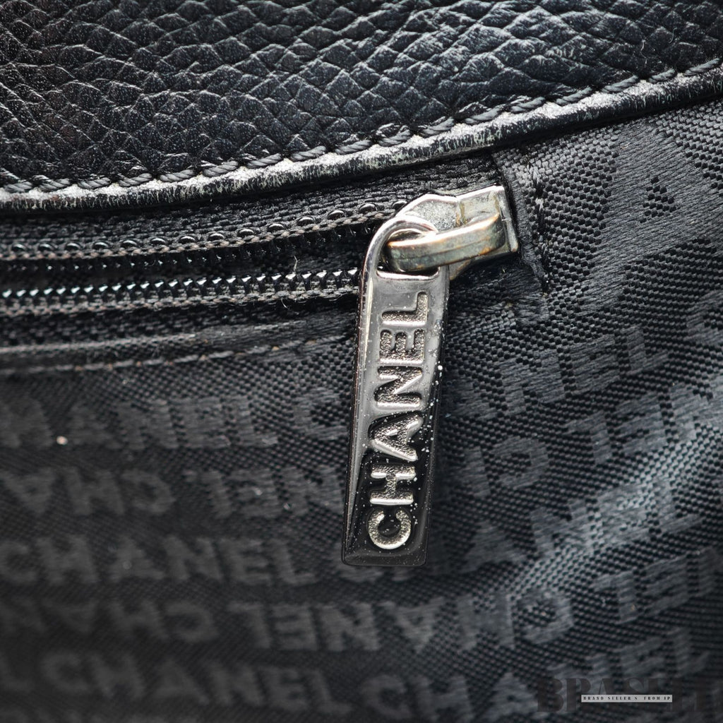 CHANEL Turnlock Caviar Skin Tote Bag Black Large CC Shoulder Bag Women's