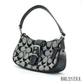 COACH Signature Shoulder Bag Hobo Bag Crescent Moon Black