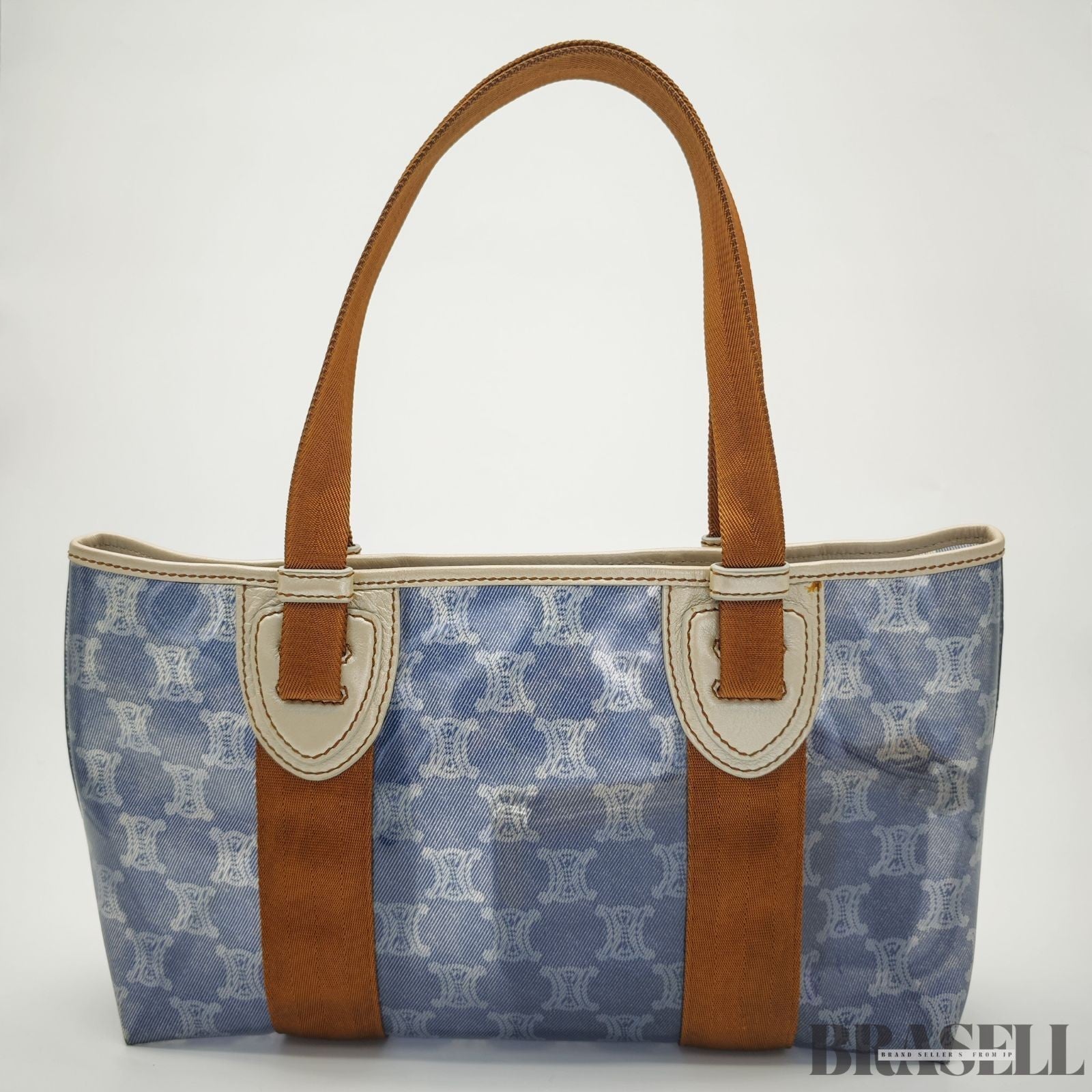 CELINE Macadam Tote Bag with Pouch Blue Women’s