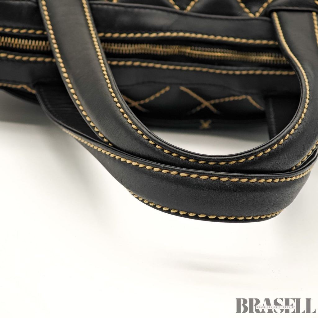 CHANEL Wild Stitch Tote Bag A14693 Black Leather Large Women's Warranty Card
