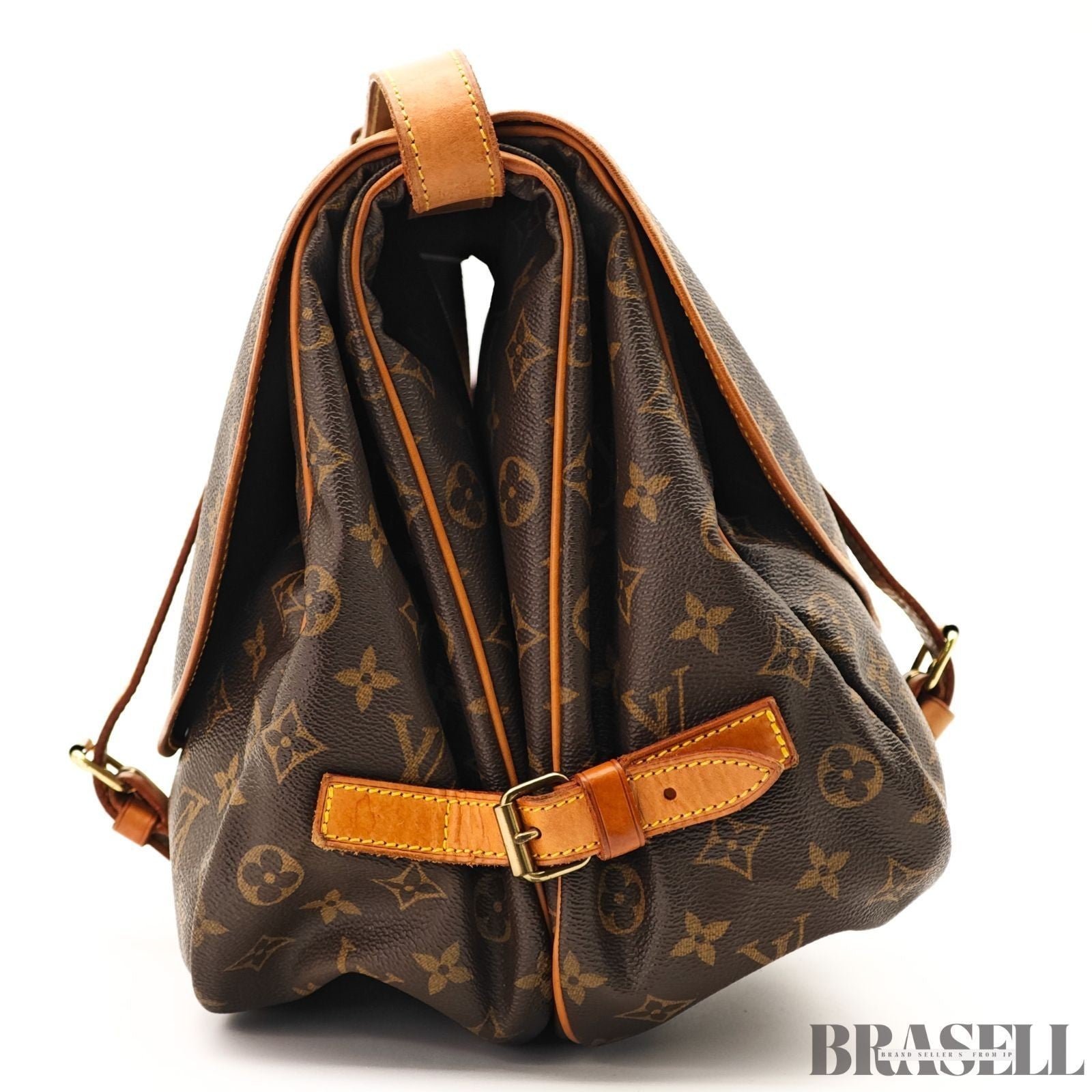 Louis Vuitton Saumur 35 M42254 Shoulder Bag Monogram Canvas Leather Brown Woman