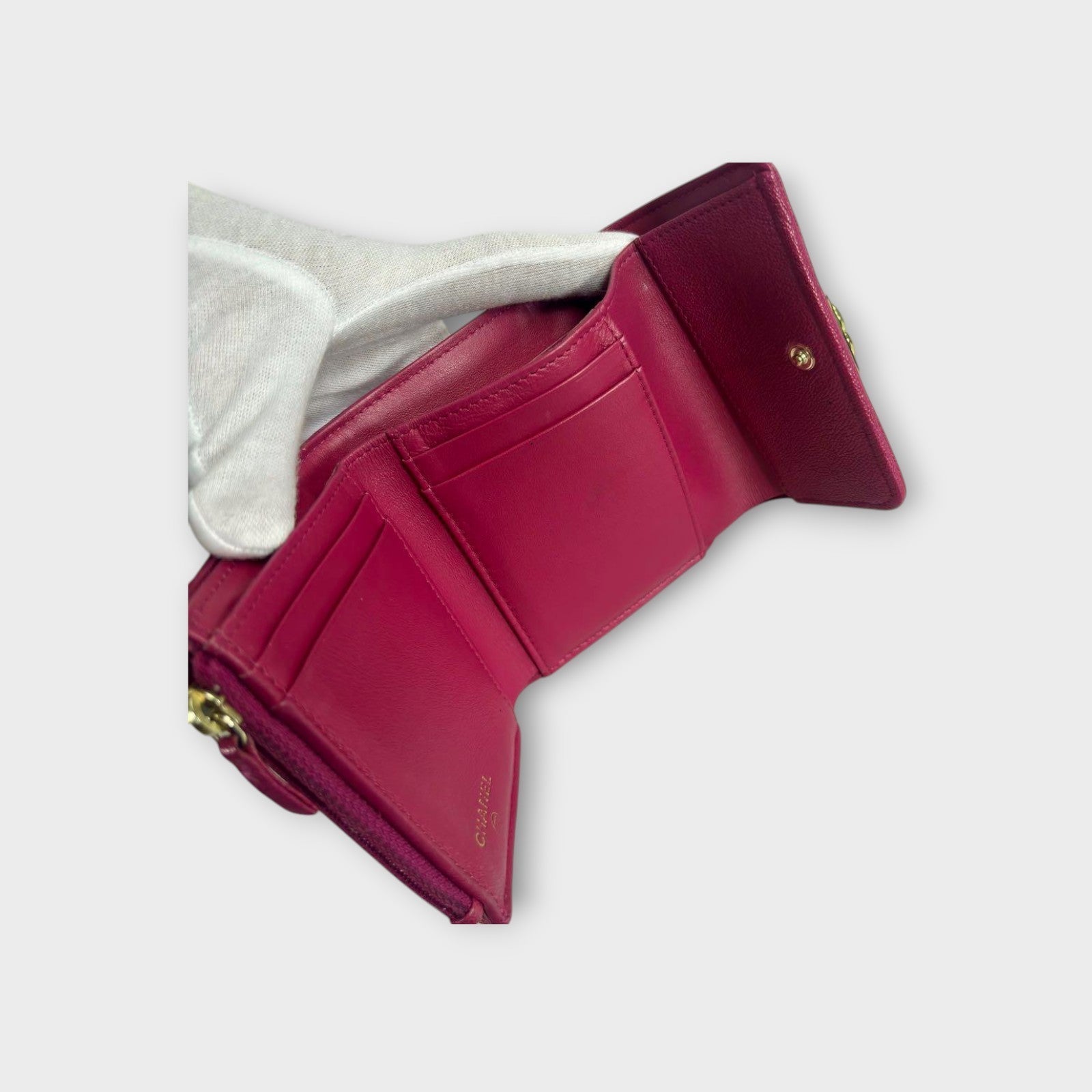 Chanel Boy Trifold Wallet in Pink Matelassé Caviar Skin
