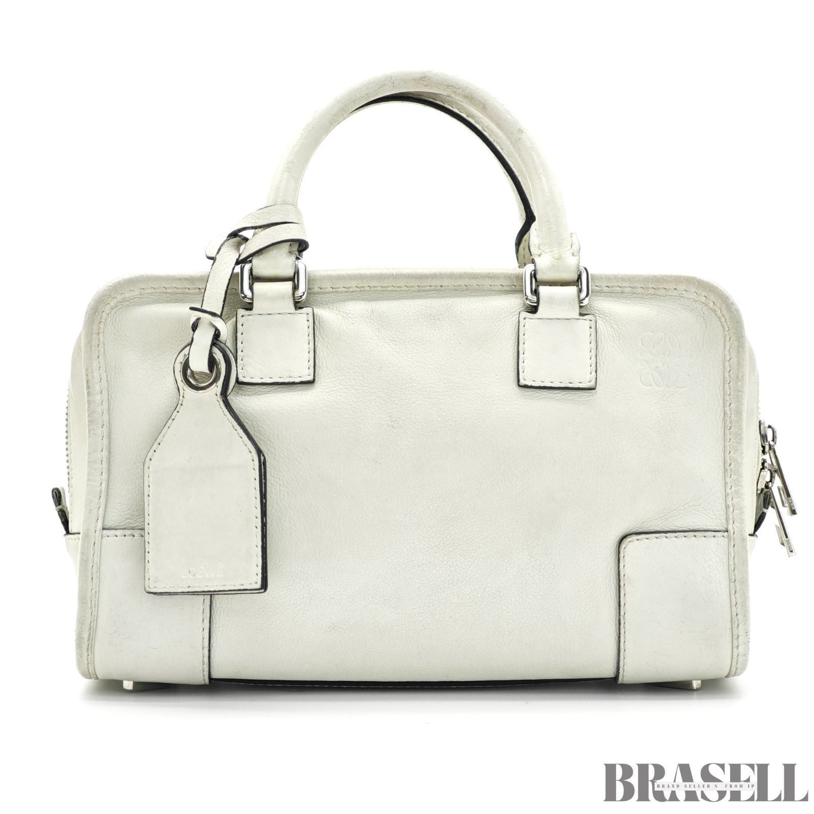 Loewe Amazona 23 A039N07X02 Handbag Shoulder Bag 2Way Pearl Gray Leather