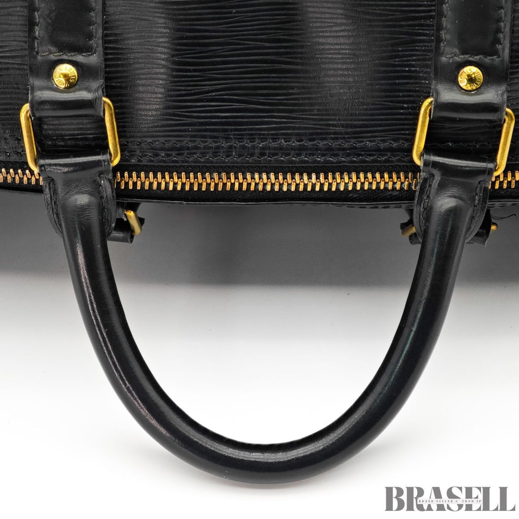 Louis Vuitton Epi Leather Keepall 50 Black Embossed Logo Boston Bag Travel Large