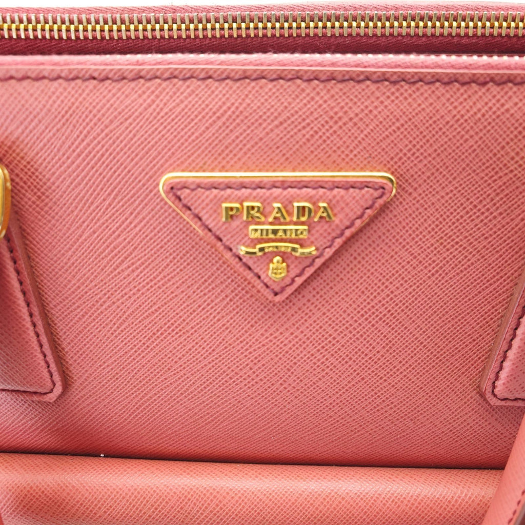 PRADA Saffiano Leather Galleria 2-Way Handbag/Tote Bag Pink with Shoulder Strap