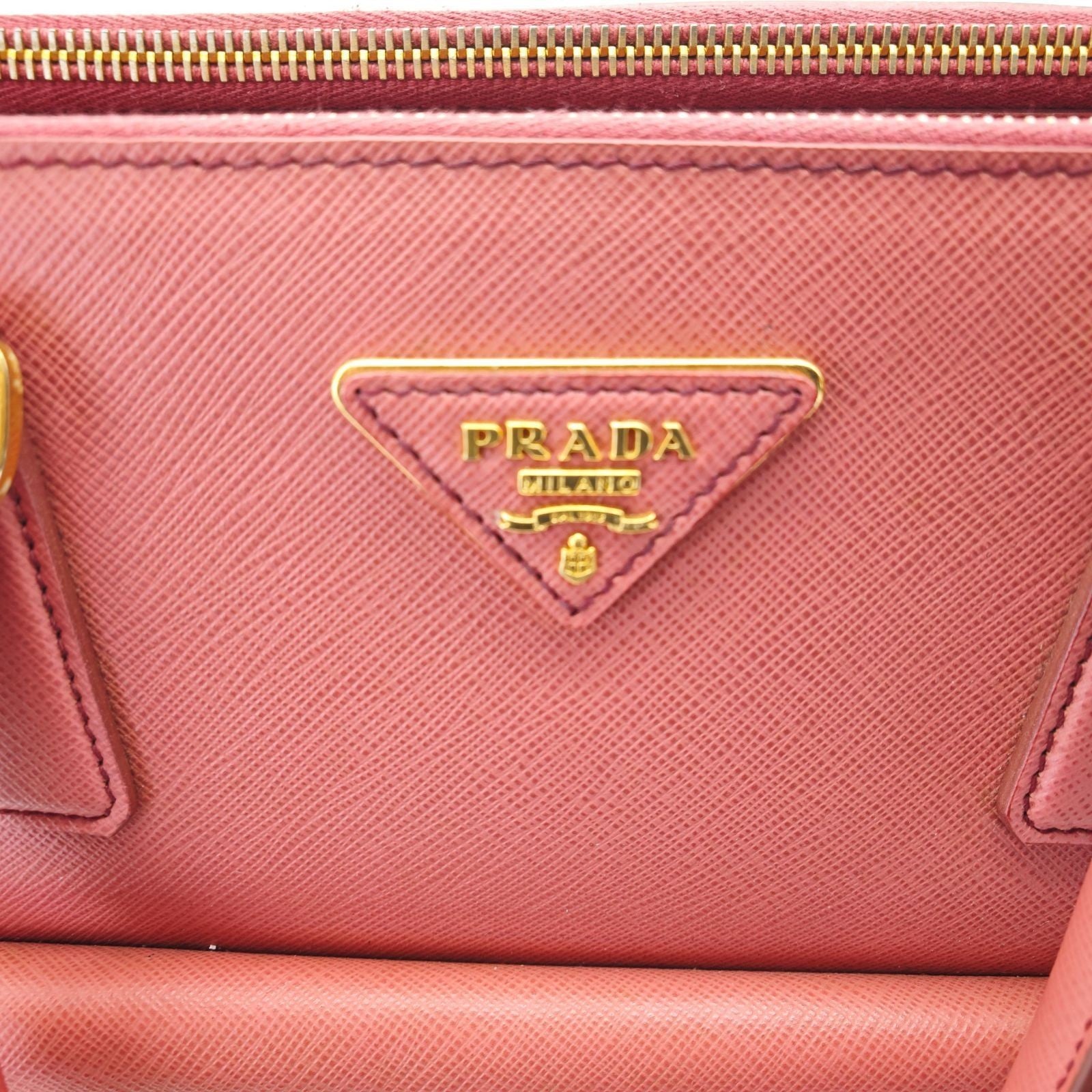 PRADA Saffiano Leather Galleria 2-Way Handbag/Tote Bag Pink with Shoulder Strap