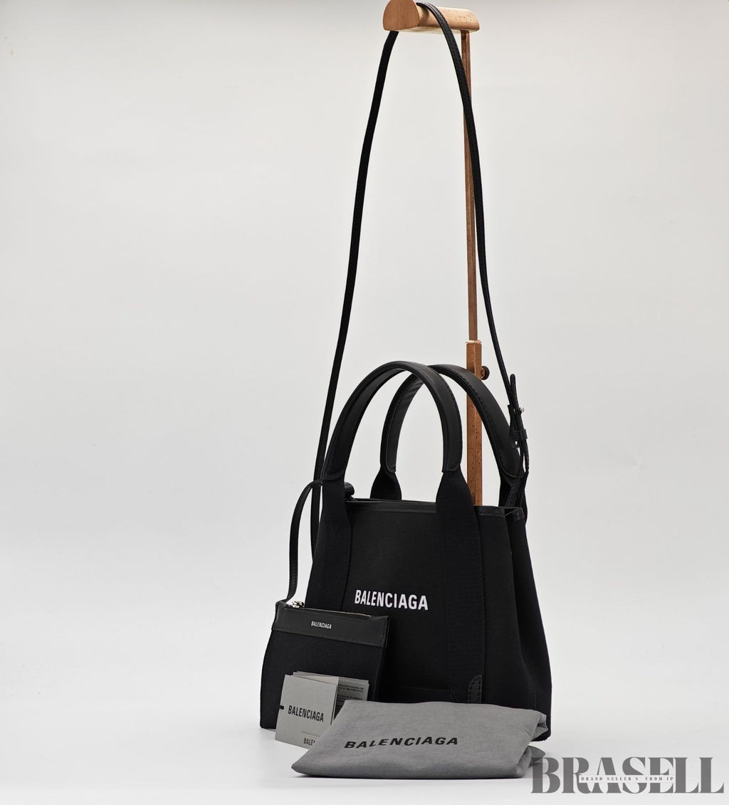 BALENCIAGA Navy Cabas XS 390346-1000 Handbag/Shoulder Bag 2-Way Black