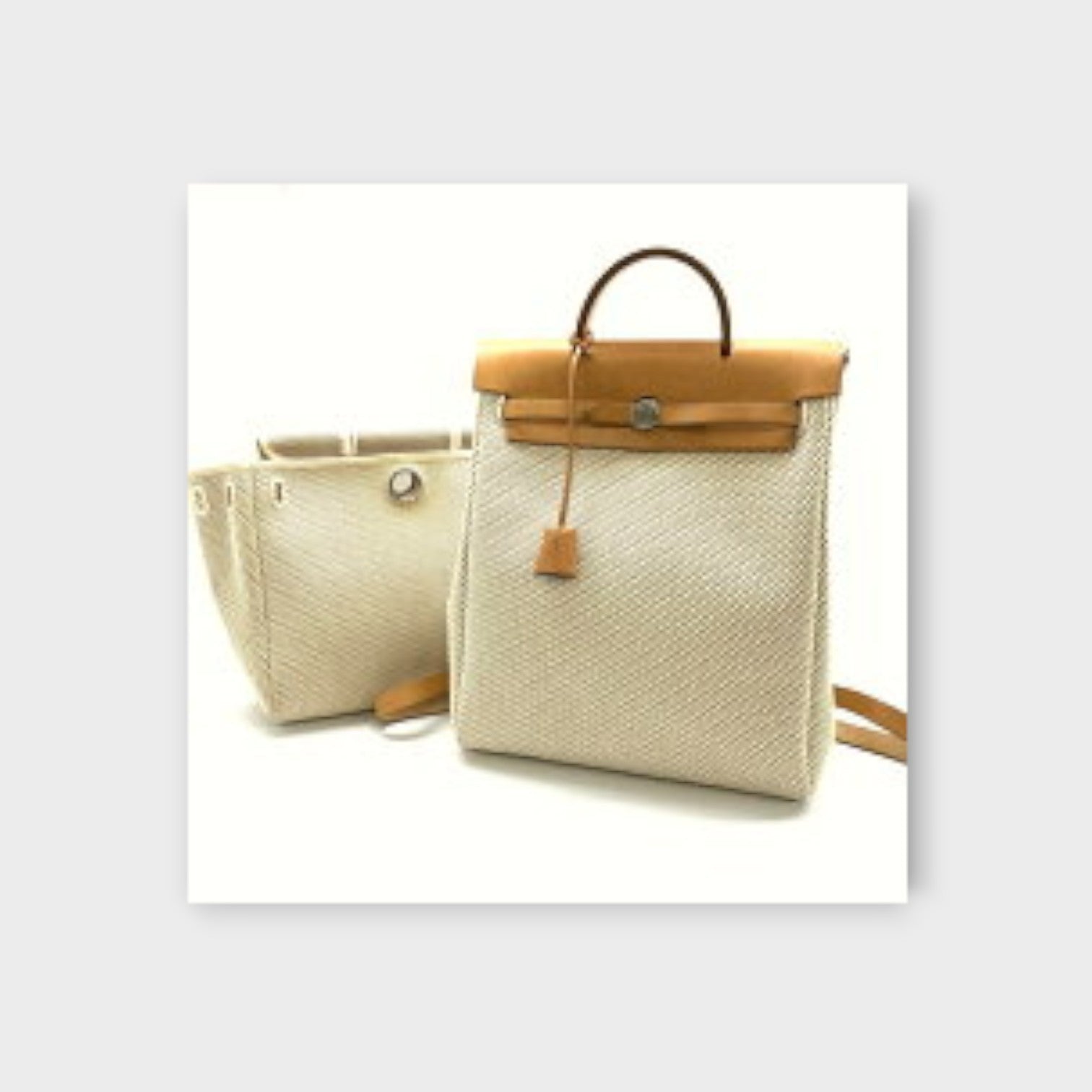 Hermès Herbag Ad Canvas Toile GM Calf Backpack Ladies【B】