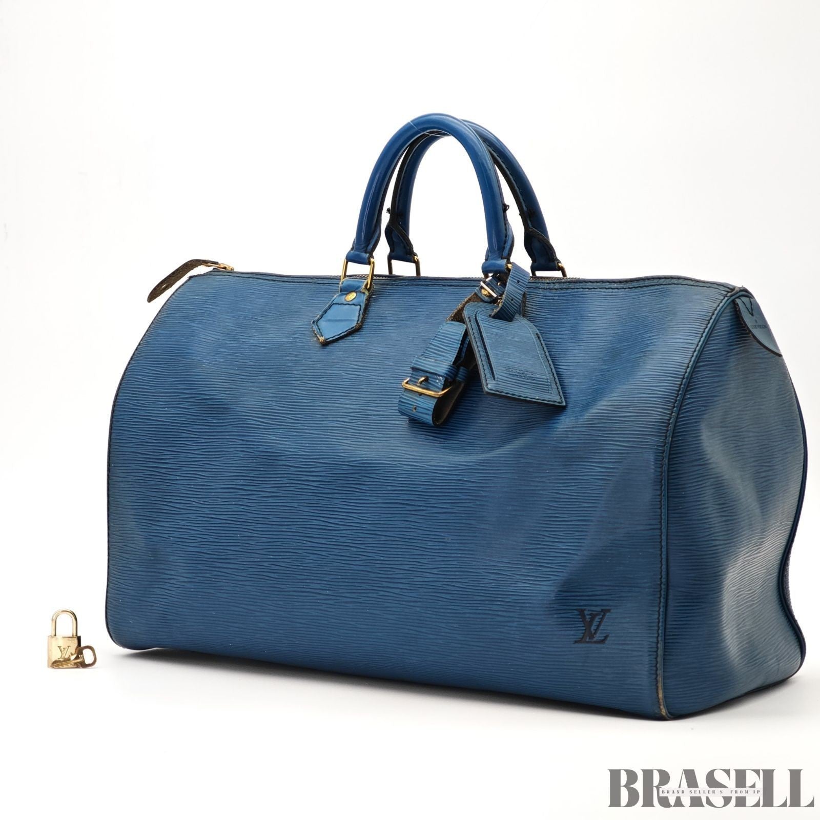 LOUIS VUITTON M42985 Epi Speedy 40 Boston Bag Handbag Blue Leather VI1900