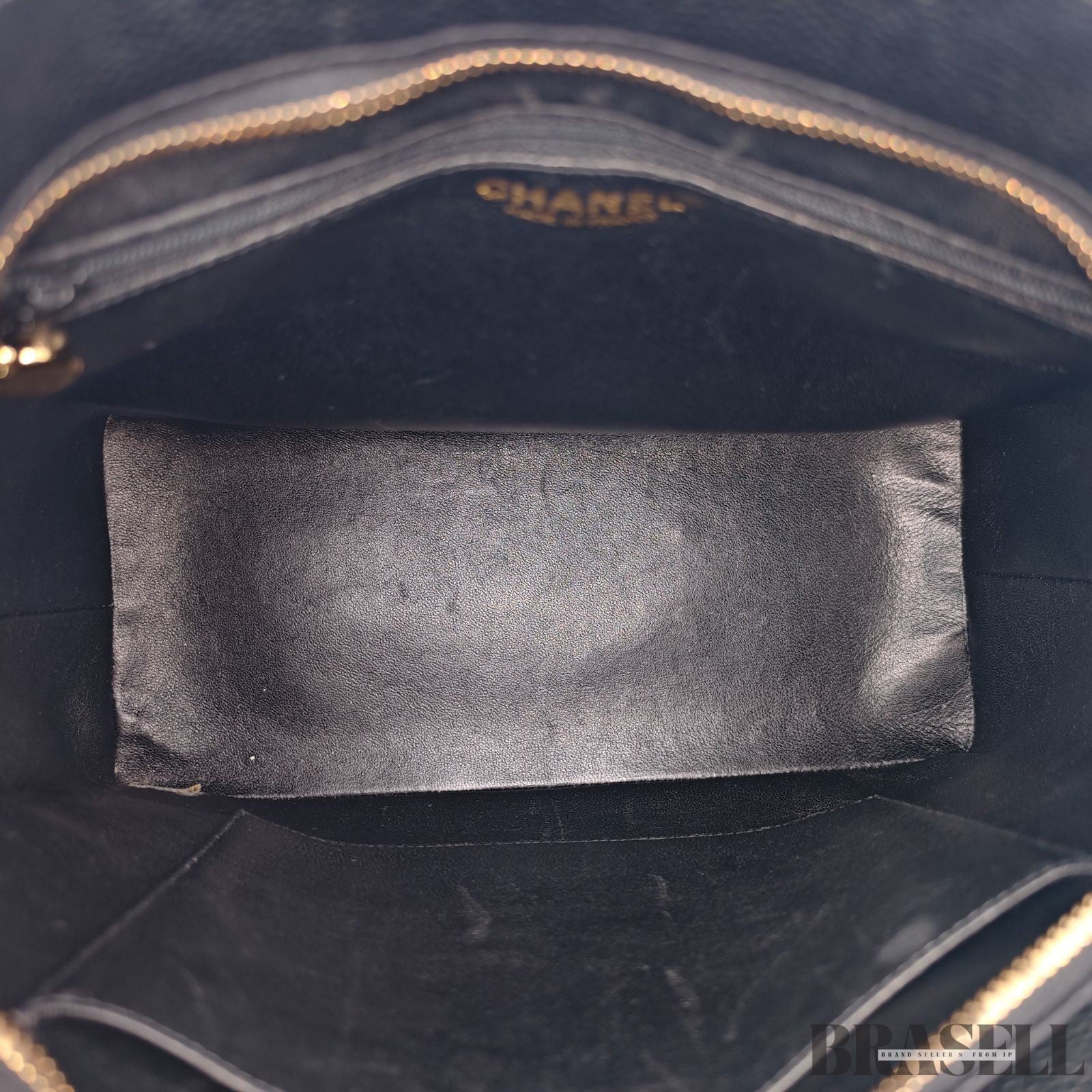 Chanel caviar skin A01804 Coco Mark Tote Bag Handbag Black Women Guarantee Card