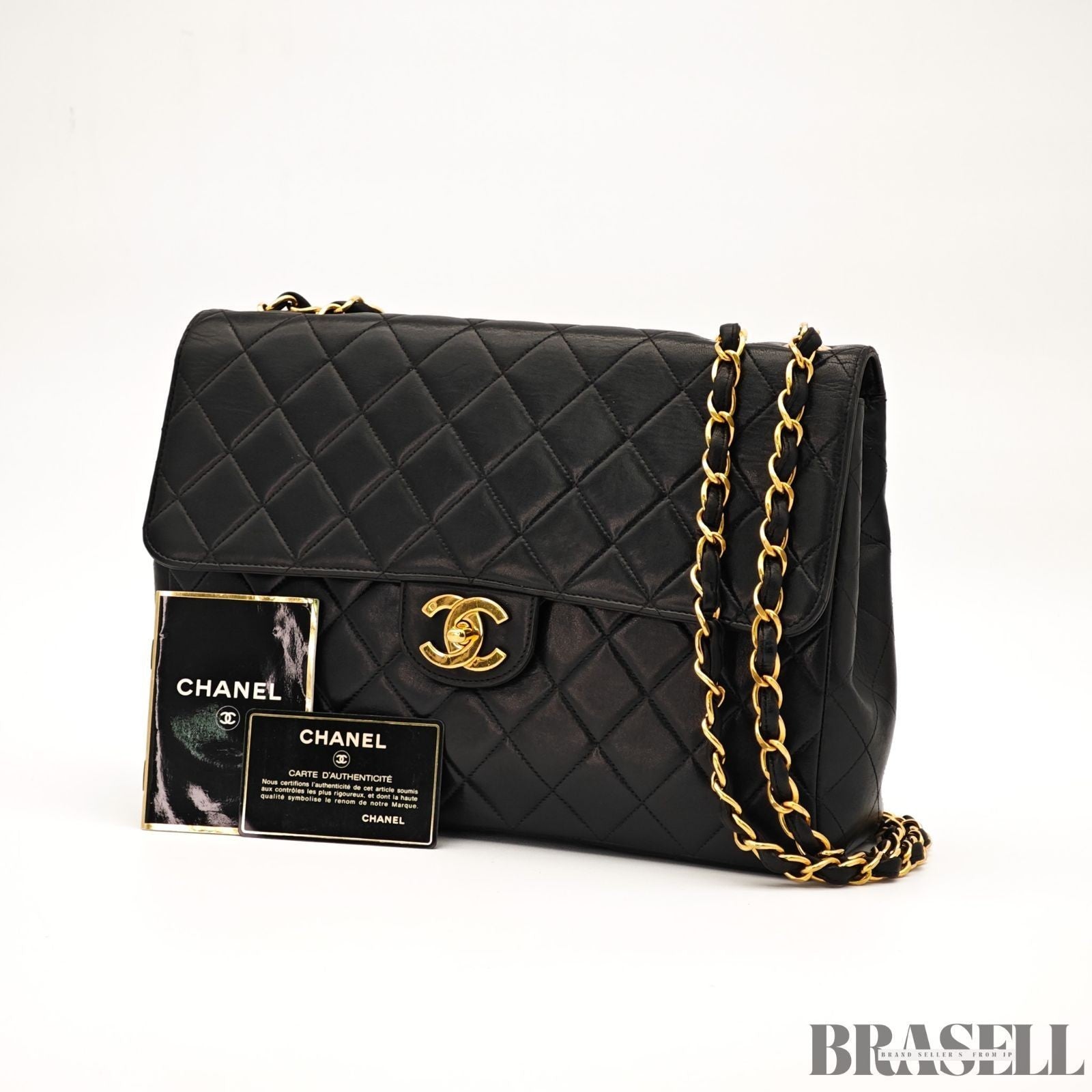 CHANEL Maxi Jumbo Matelasse 30 Shoulder Bag Chain Shoulder Bag Double Flap Black