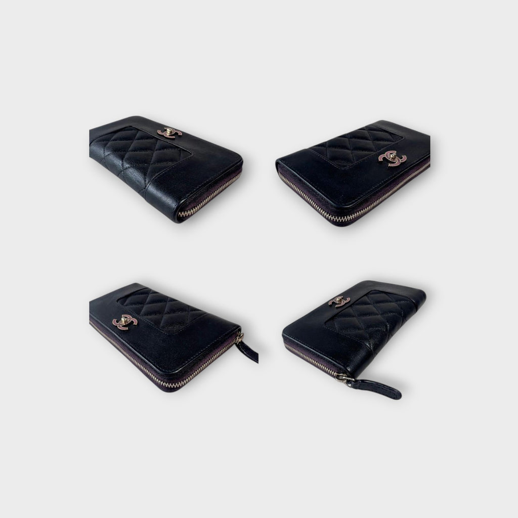 CHANEL Mademoiselle Lambskin Mini Wallet with Round Zipper