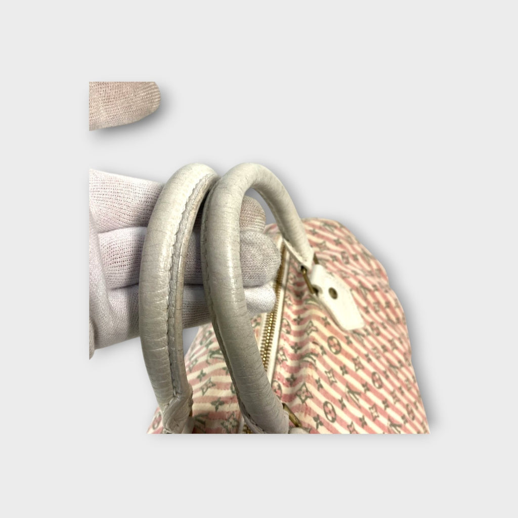 Louis Vuitton Monogram Mini Lin Croisette Speedy 30 Handbag Pink White M95501【B】
