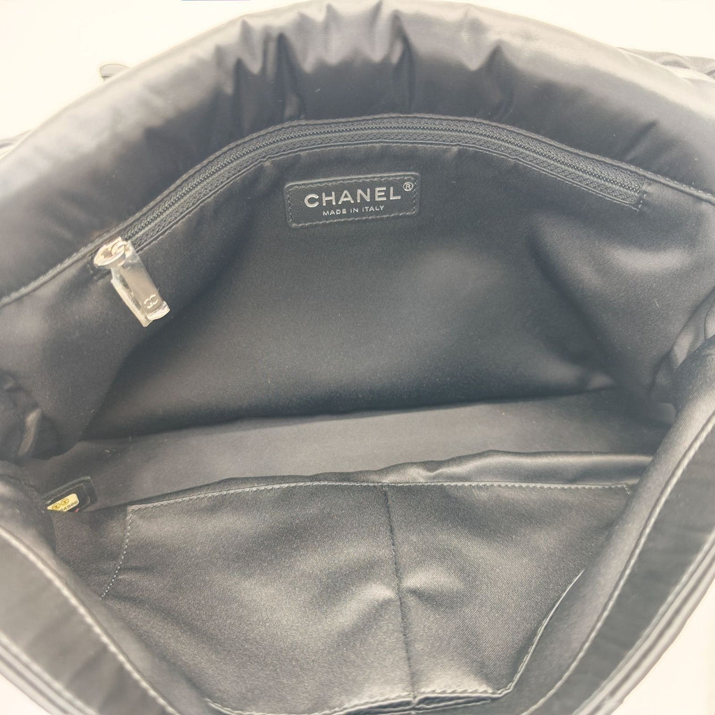 CHANEL Tweed Nylon Chain Shoulder Matelassé Handbag Black Women’s