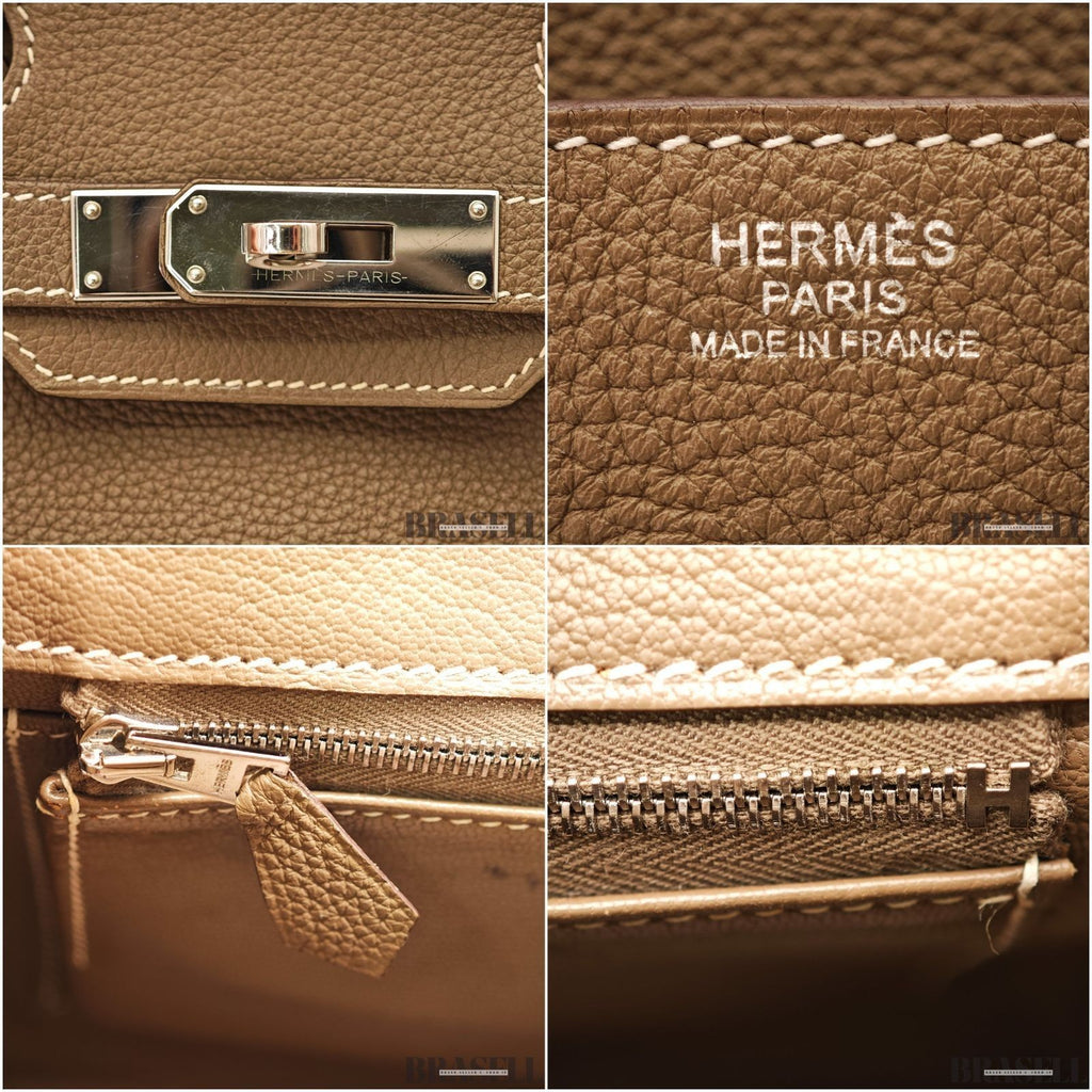 Hermes Birkin 30 Etoupe Togo Leather Tote Handbag Women Authentic Bag w/Box