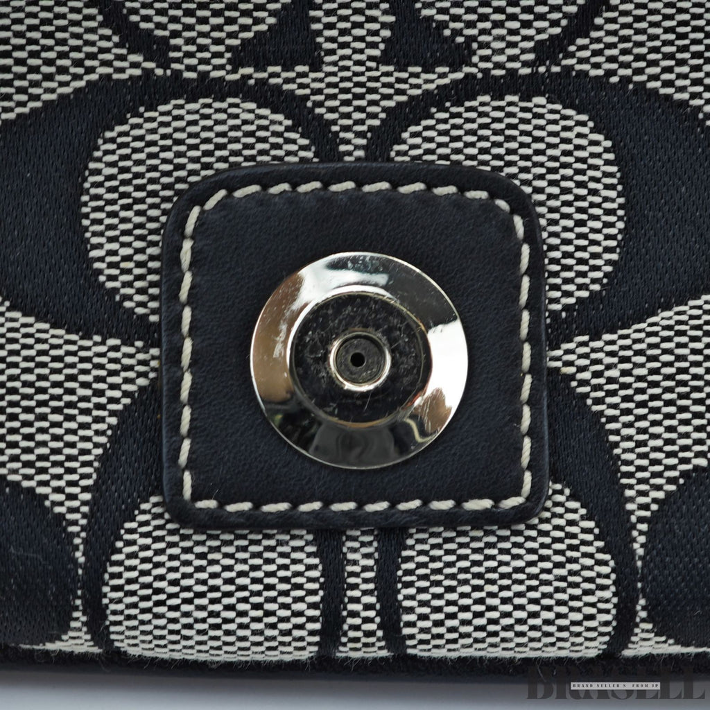 COACH Signature Shoulder Bag Hobo Bag Crescent Moon Black