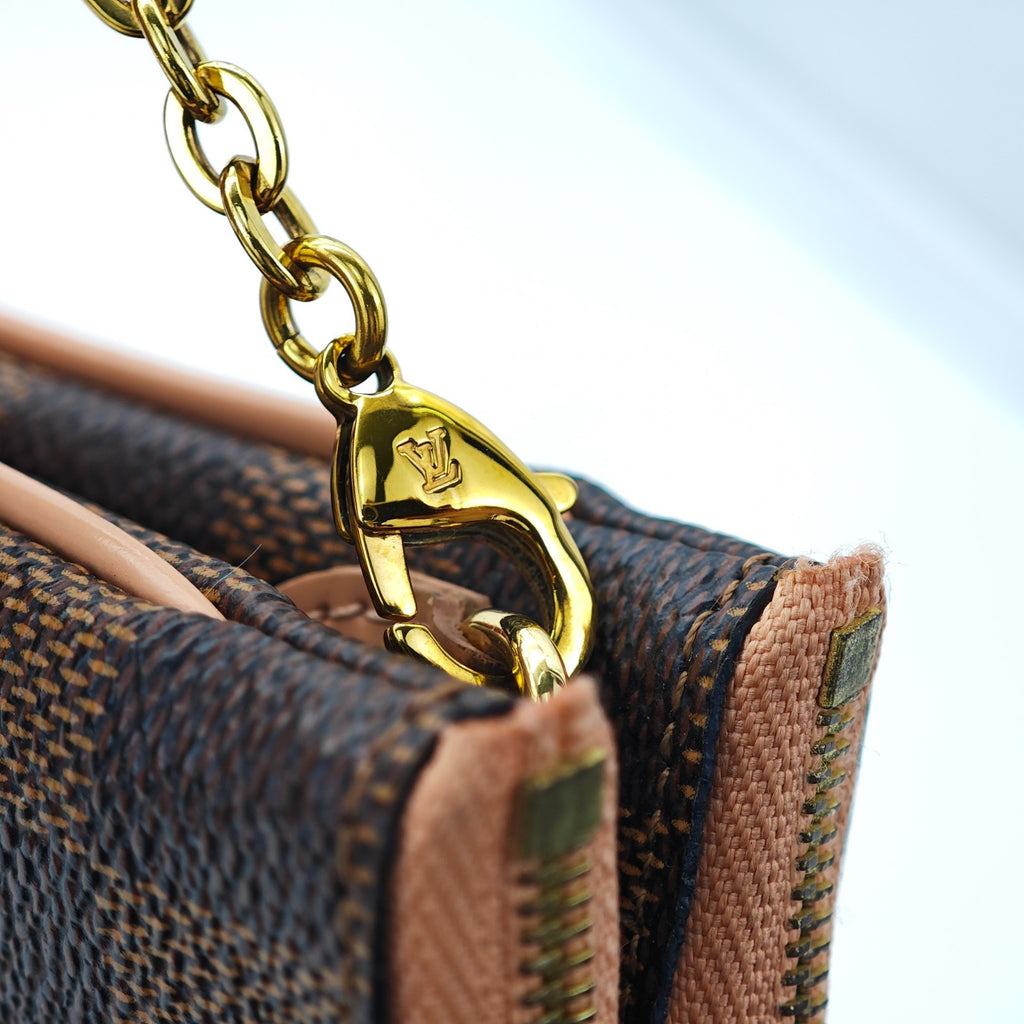 LOUIS VUITTON Damier Double Zip Pochette N60254 Damier Canvas