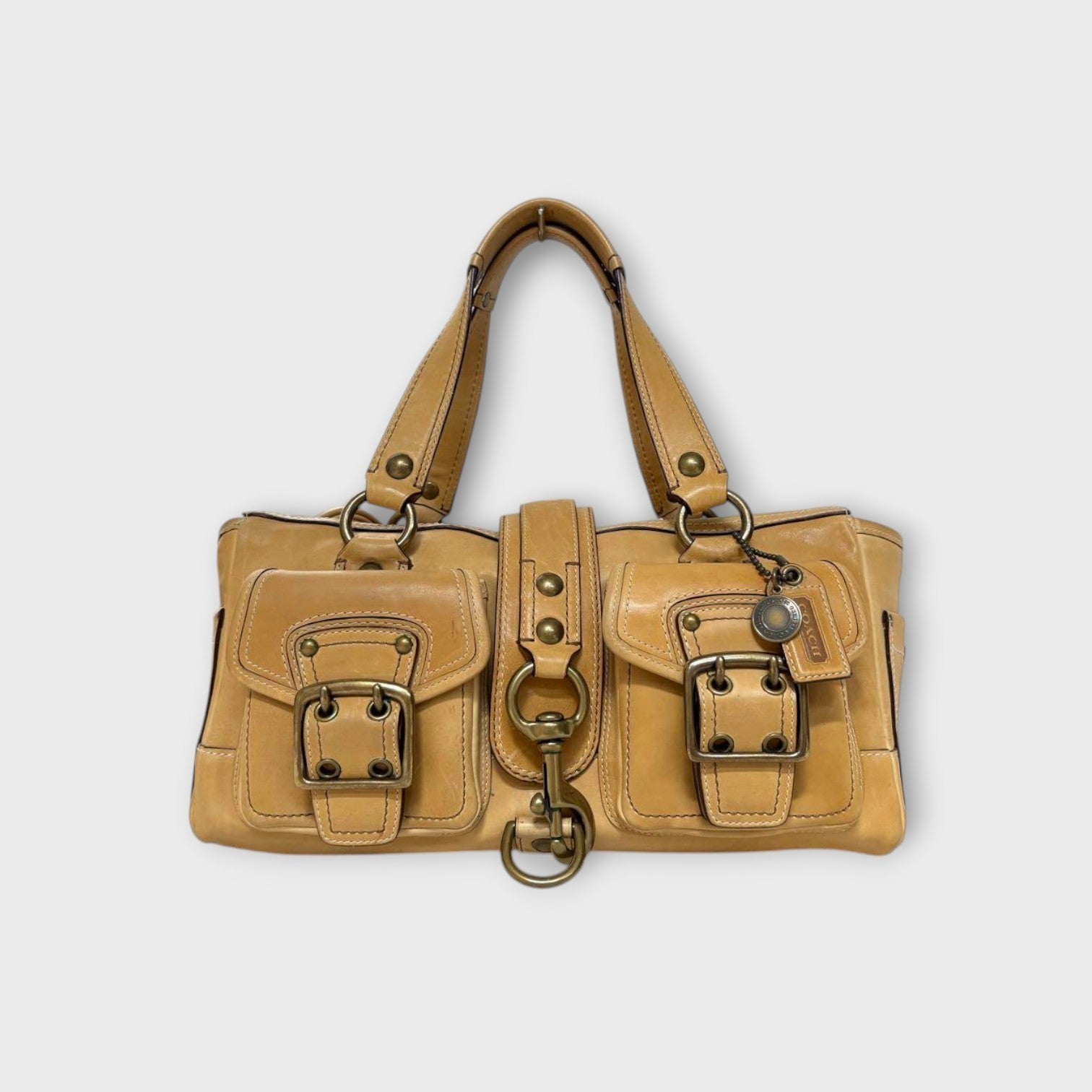 Coach Legacy 65th Turnlock Satchel Bag Handbag Brown Gold Hardware【B】