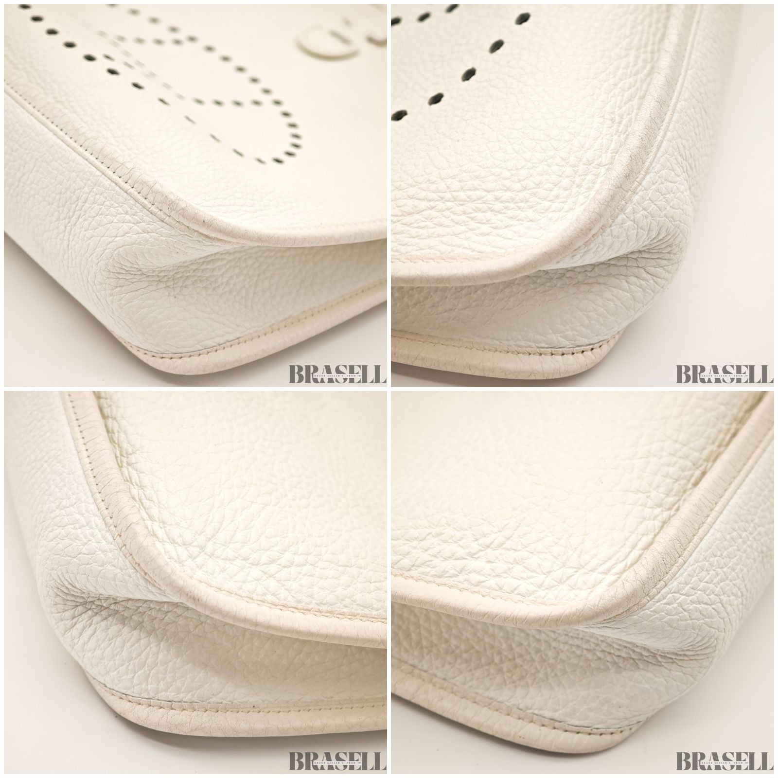 Hermes Evelyne I PM Taurillon Clemence Shoulder Bag White Unisex Silver Hardware