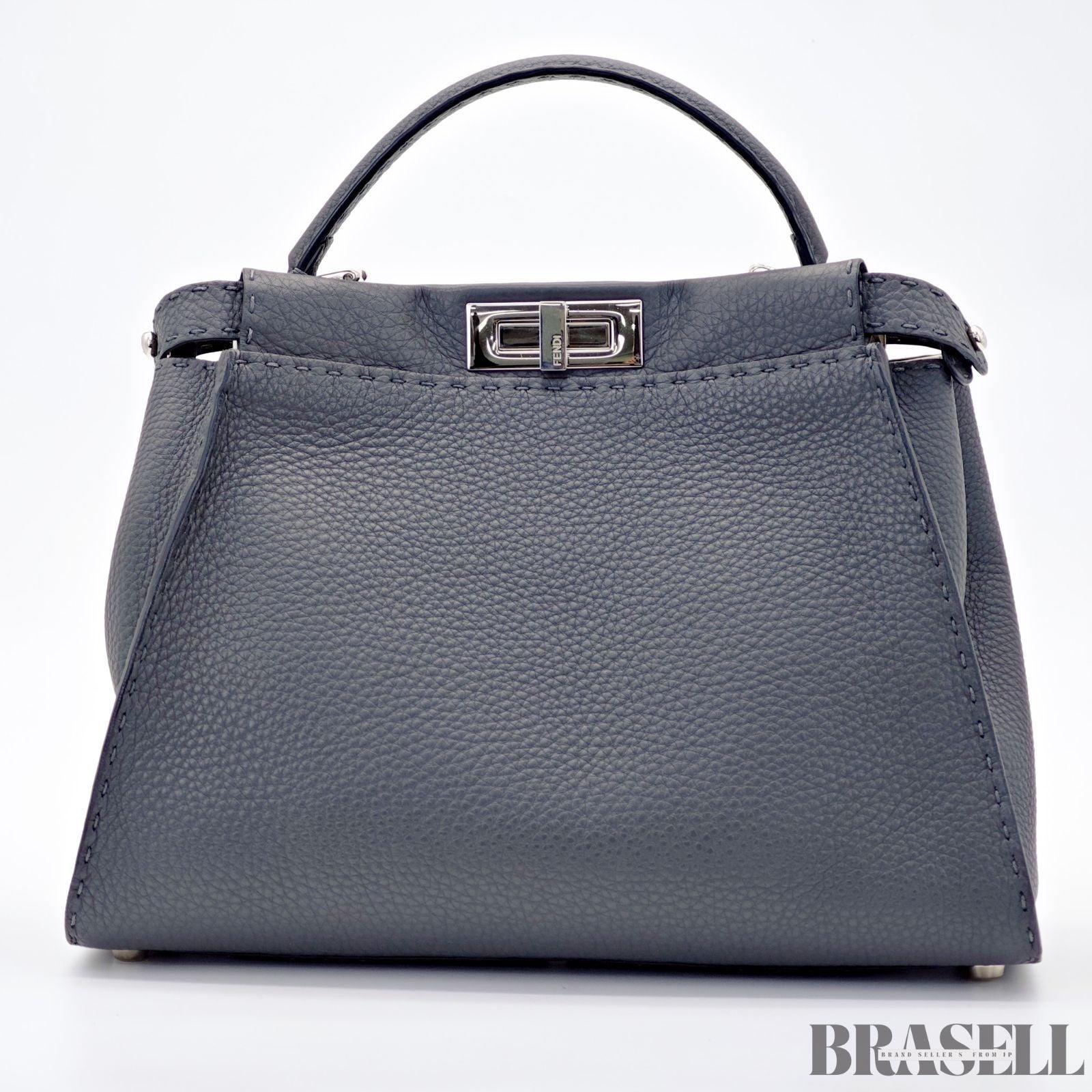 FENDI Peekaboo Selleria 8BN290 Gray Shoulder Bag/Handbag for Commuting Women's