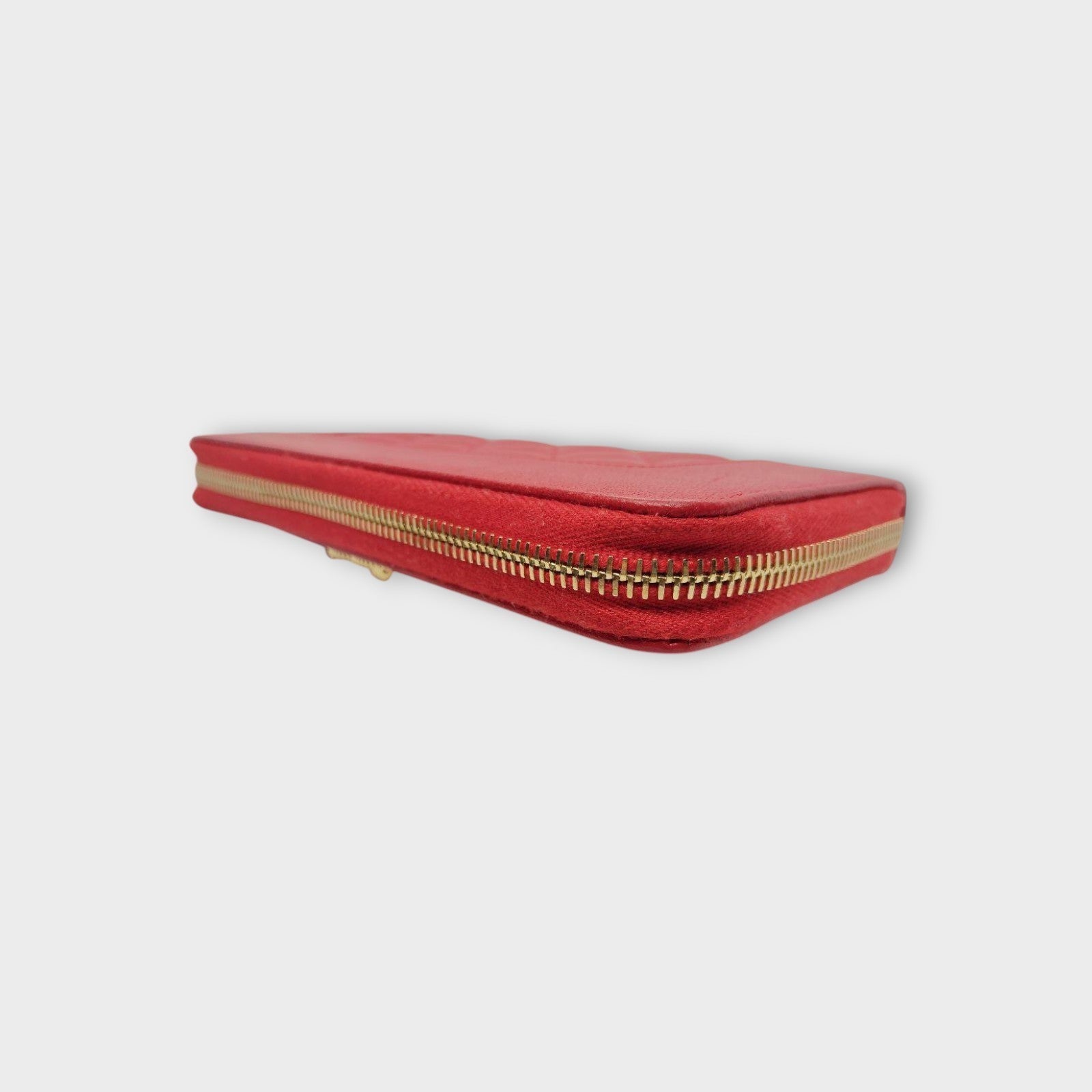 CHANEL Mademoiselle Long Wallet Matelassé Design Coco Mark Passionate Deep Red