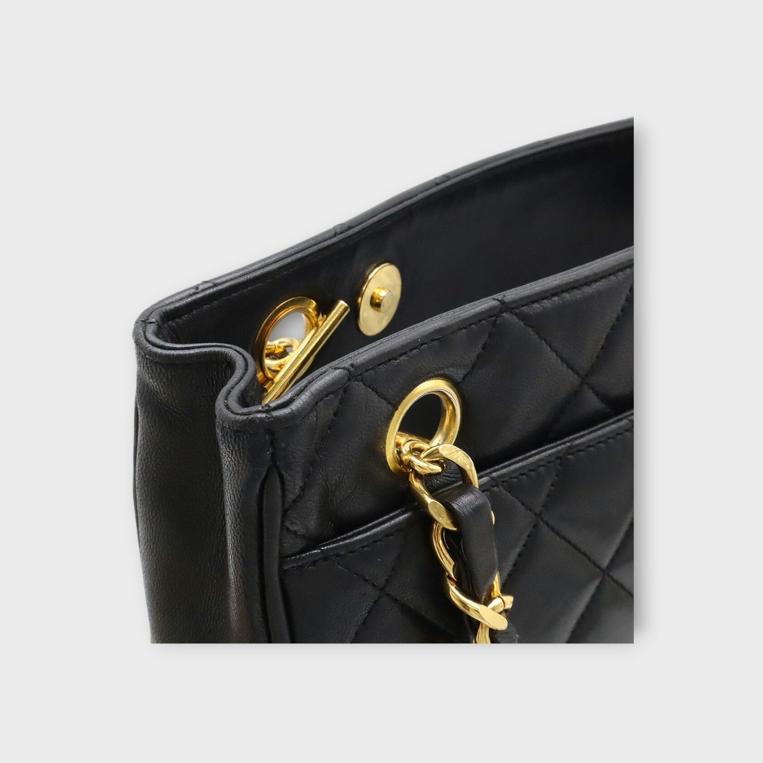 CHANEL Matelassé Coco Ball Chain Tote Bag Shoulder Bag Leather Black 【B】