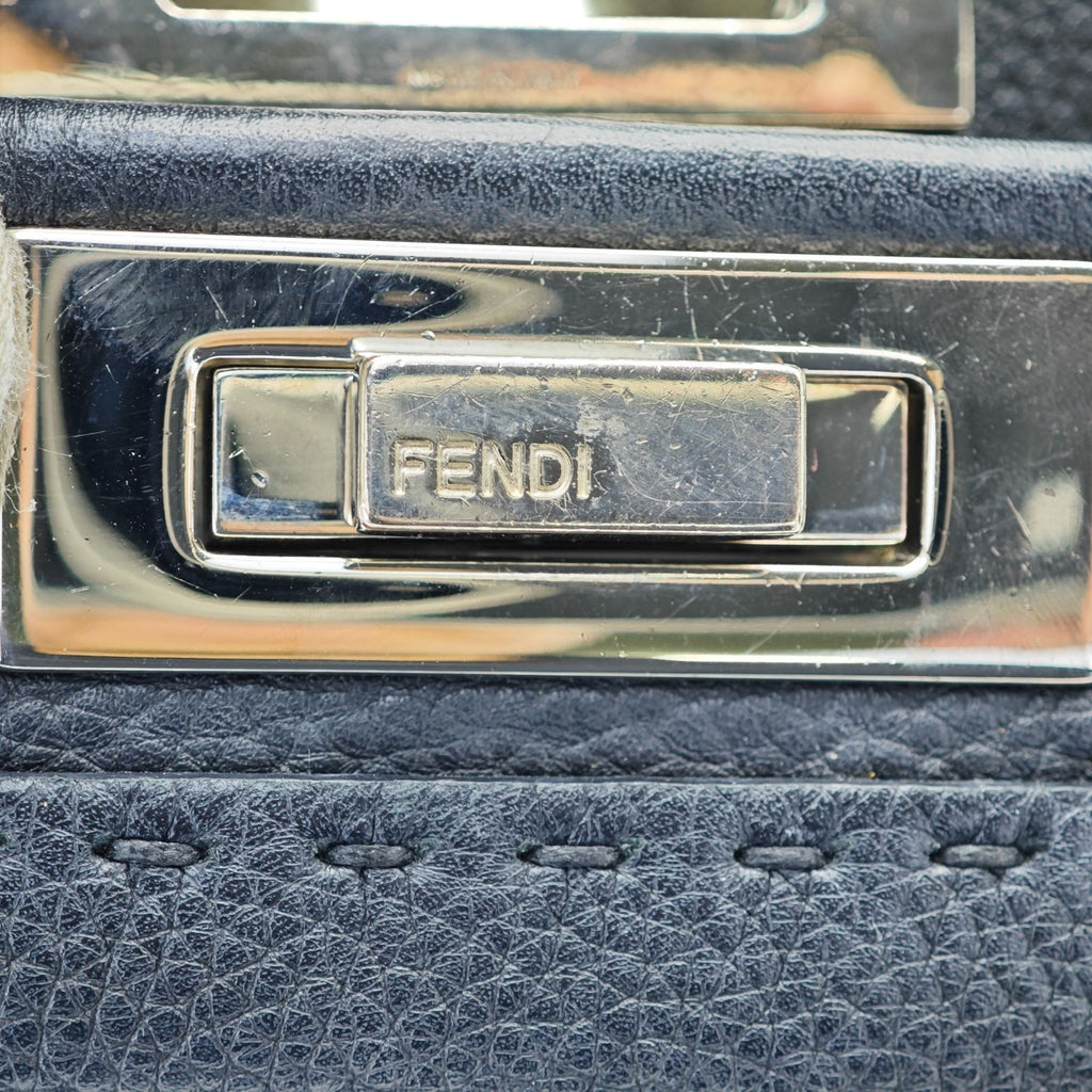 FENDI Selleria Peekaboo Handbag Tote Bag 8BN290 Leather Black