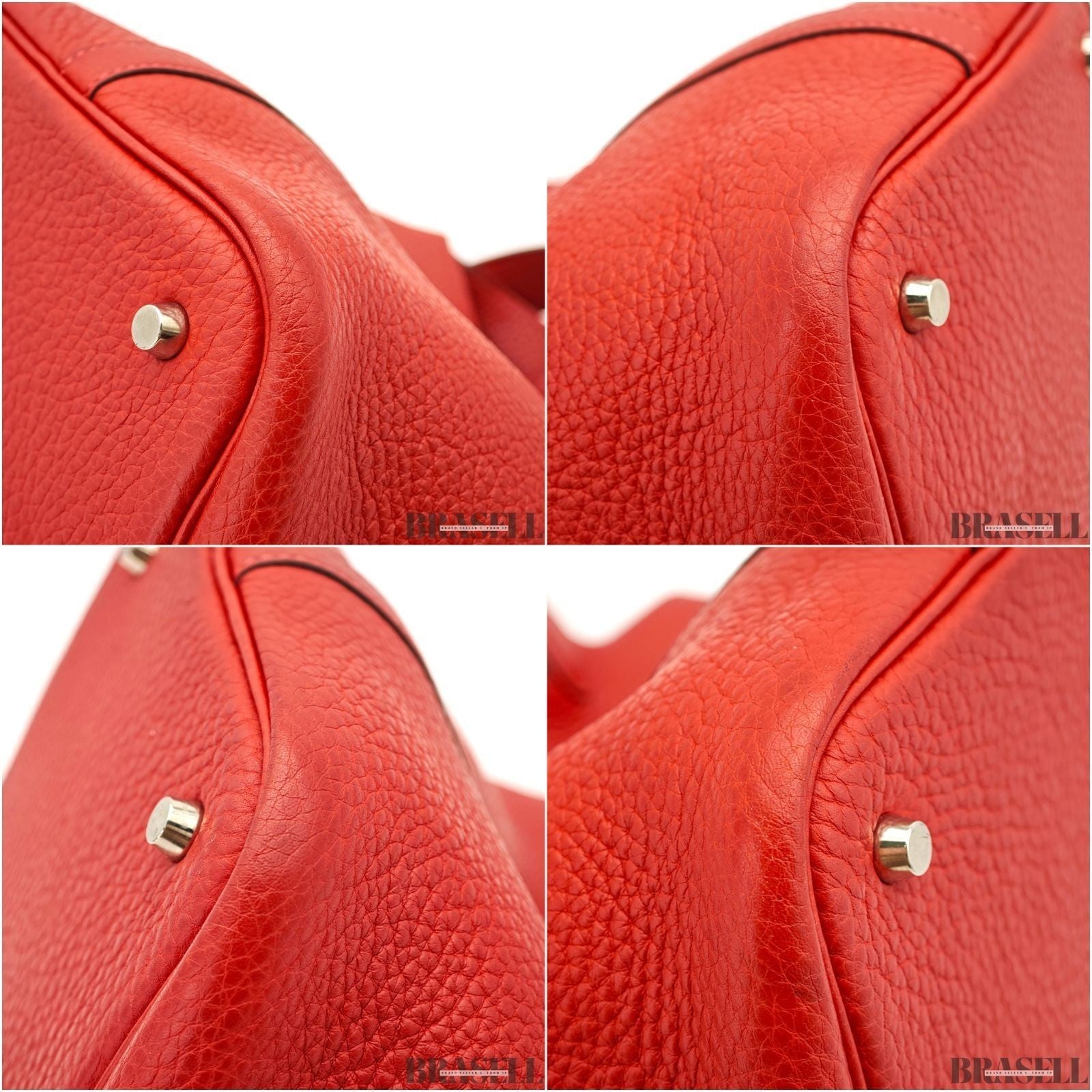 HERMES Picotin Lock MM Tote Bucket Handbag Leather Red w/ Dust Bag