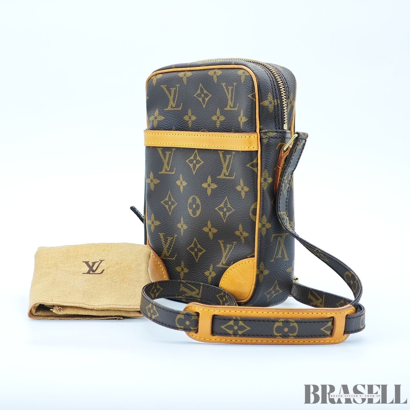 Louis Vuitton Danube M45266 Shoulder Bag Monogram Canvas Leather Vertical Brown