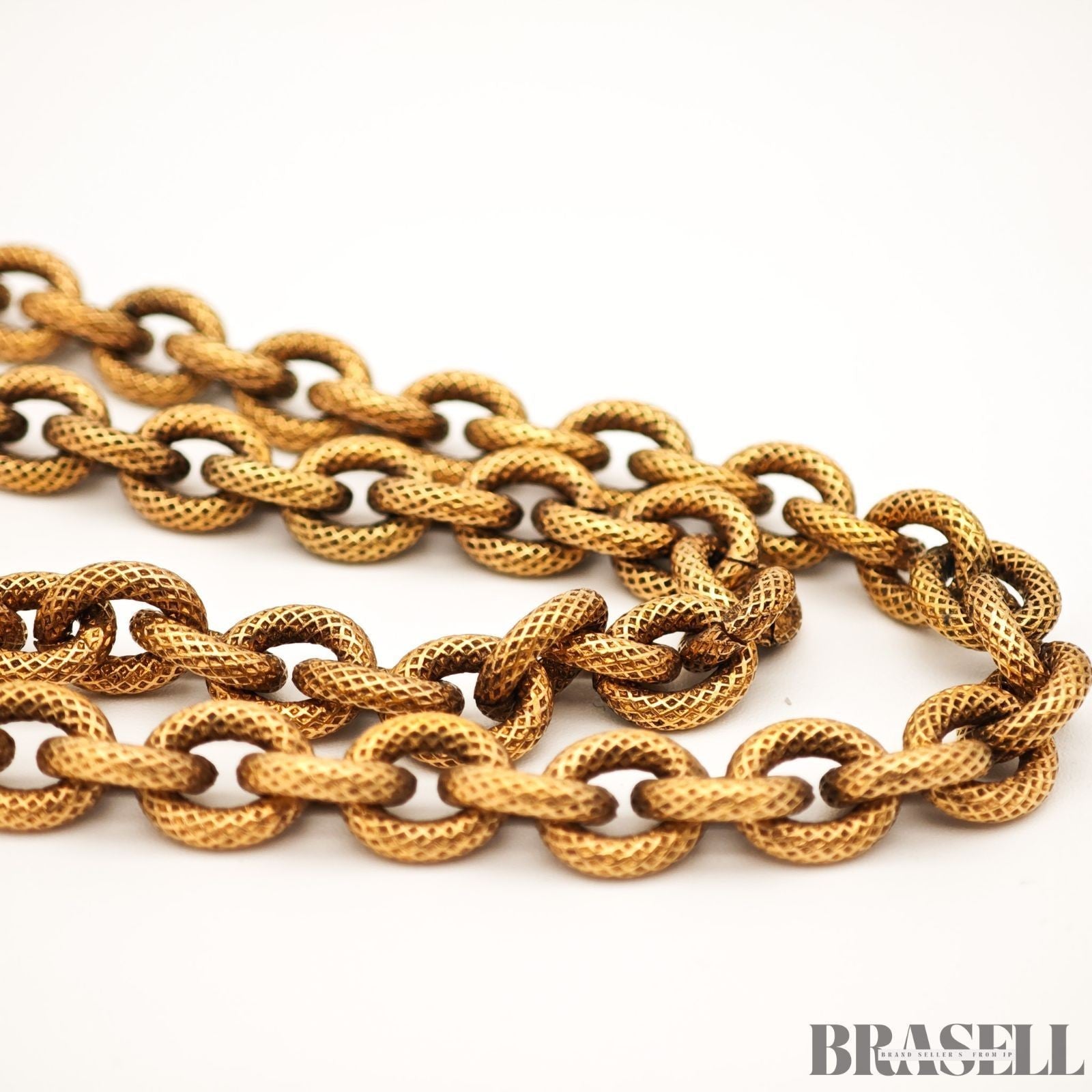 CHANEL Gripoix Long Chain Necklace Gold Red Flower Motif With Box