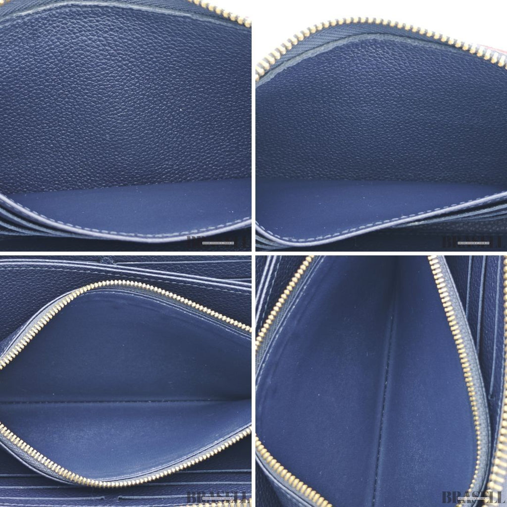 Louis Vuitton Monogram Empreinte Zippy Wallet Marine Rouge Leather M62121 Navy