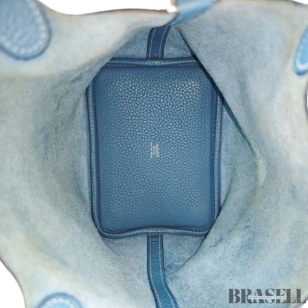 Hermes Picotin Blue Jean Taurillon Bag Tote Bag Bucket Bag Blue Silver Hardware