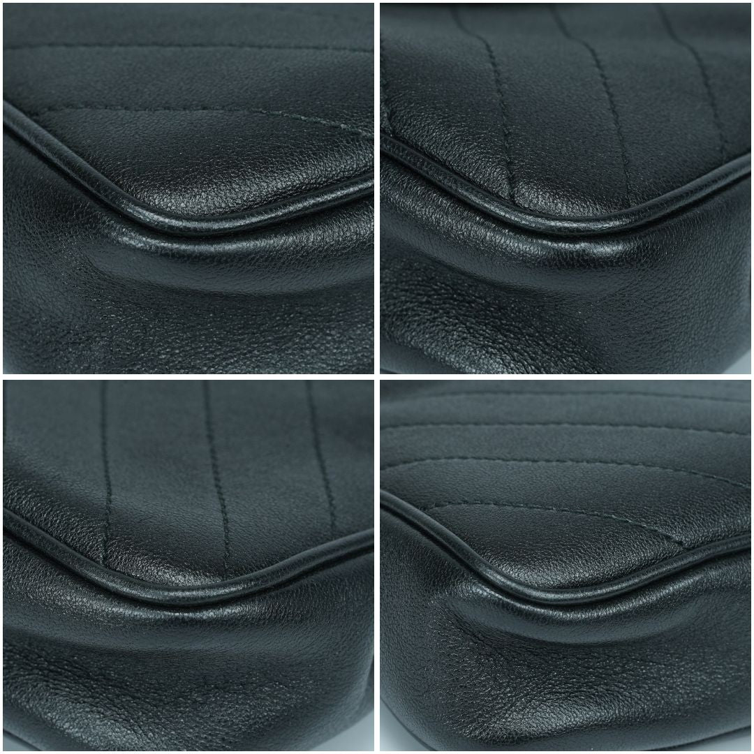 GUCCI Blondie Tote Bag 751518 Black Leather 2-Way Chain Shoulder Bag