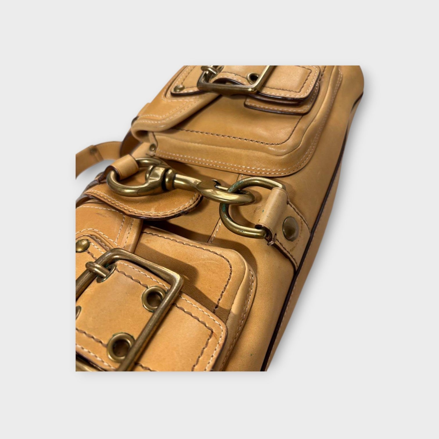 Coach Legacy 65th Turnlock Satchel Bag Handbag Brown Gold Hardware【B】