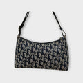 Christian Dior Trotter Accessory Pouch Shoulder Bag Navy Canvas Leather 【B】