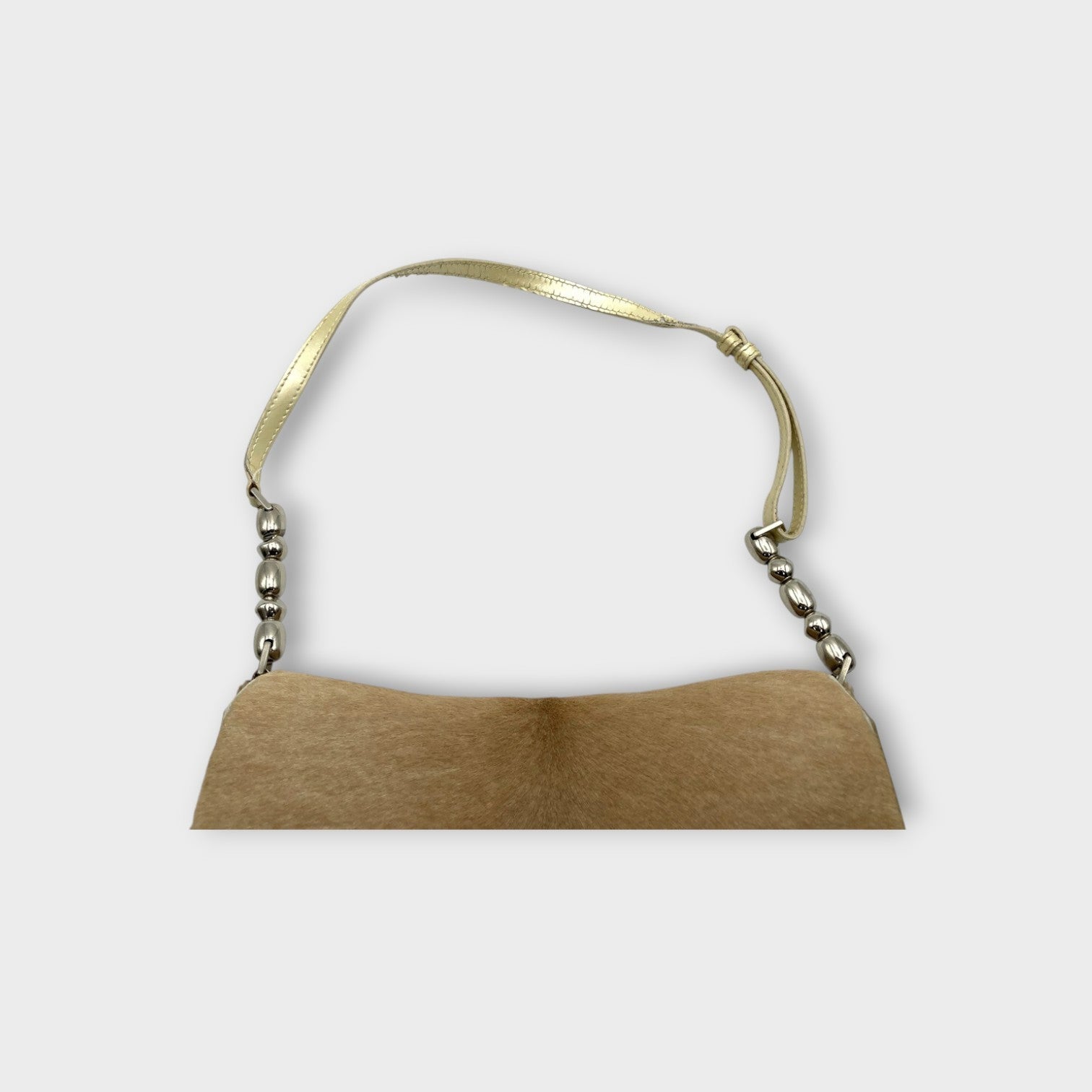 Dior Handbag Tote Bag Beige Haircalf Leather PVC Malice Pearl Magnet 【B】