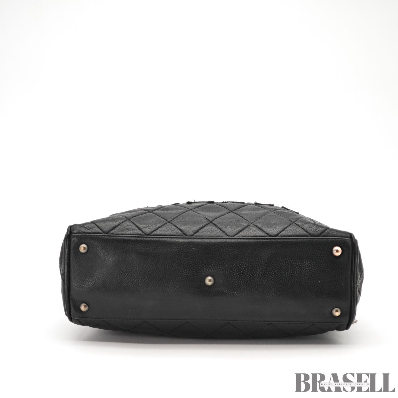 CHANEL Matelassé Caviar Leather Mini Boston Handbag Black with Guarantee Card