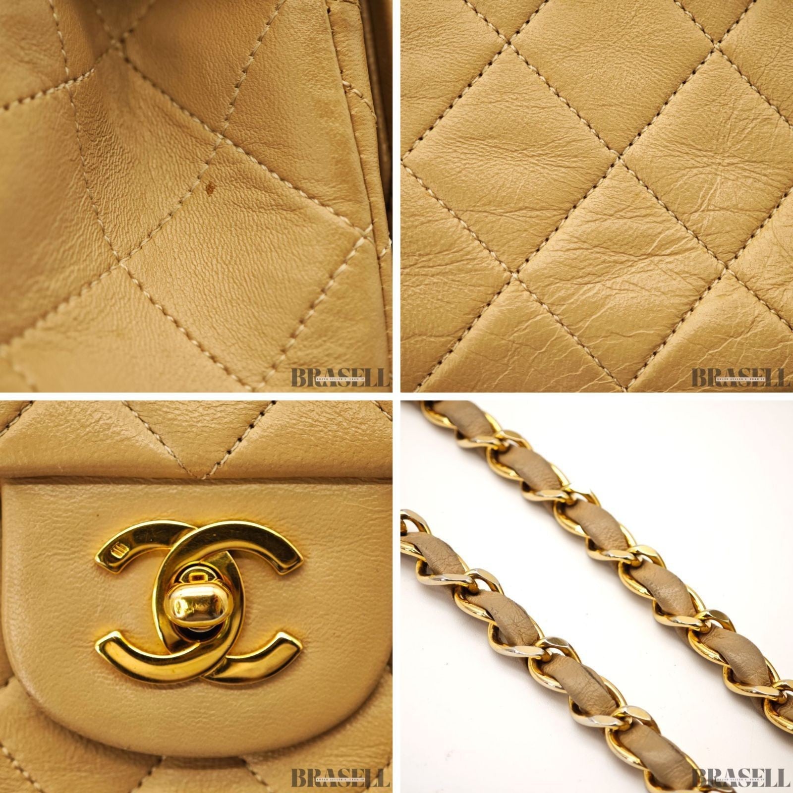 CHANEL Matelasse 25 Double Flap Lambskin 2-Way Shoulder Bag Beige Women's