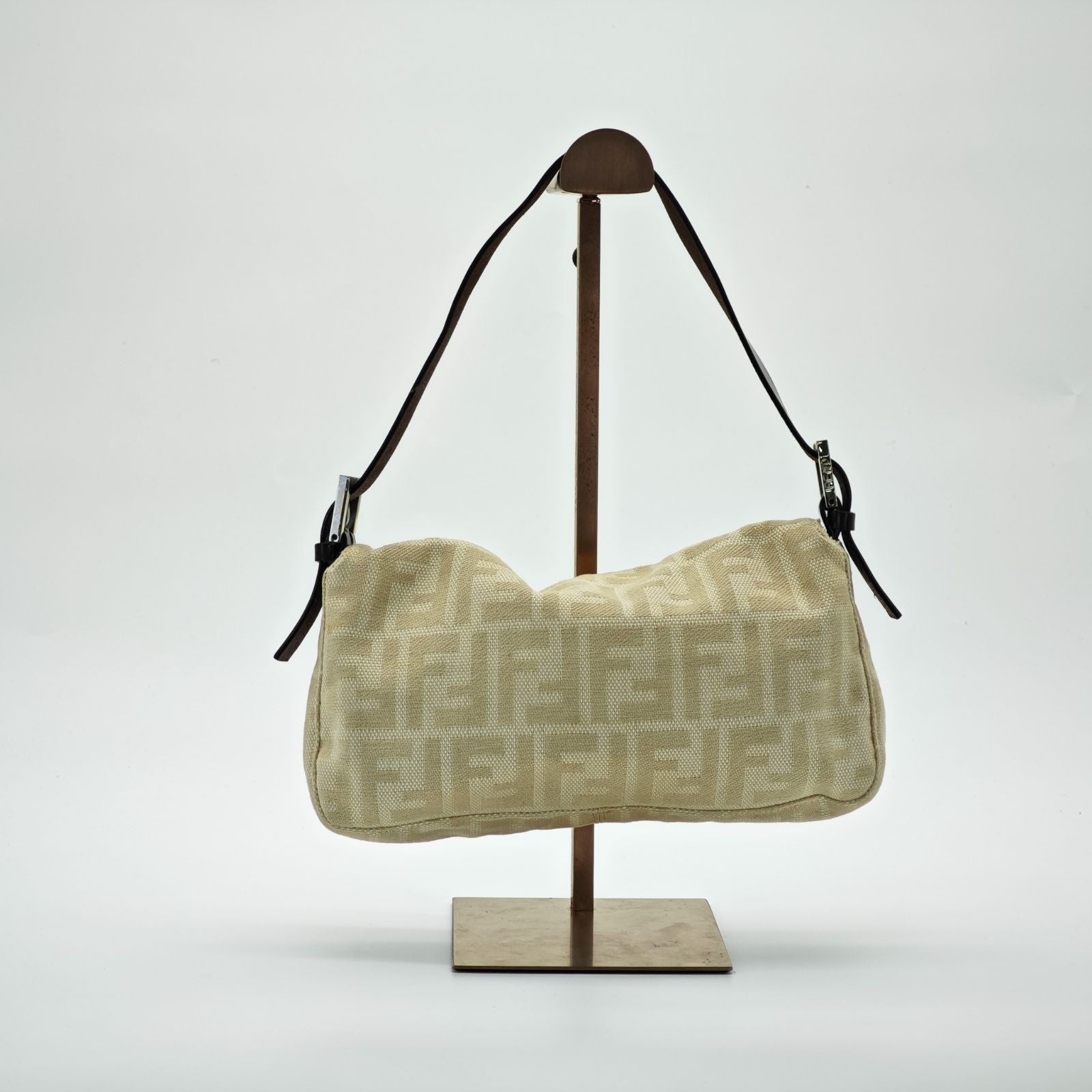 FENDI Mamma Bucket Handbag Canvas and Leather Beige Women's