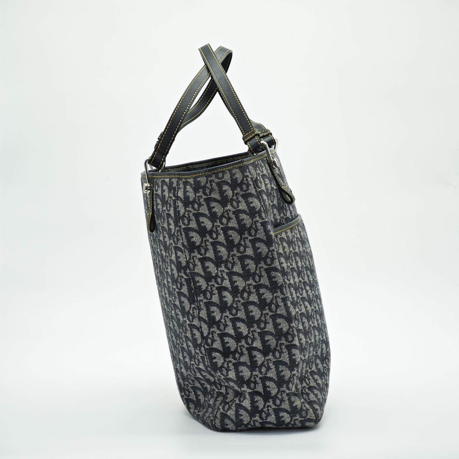 Dior Trotter Tote Bag Canvas and Leather Navy Color