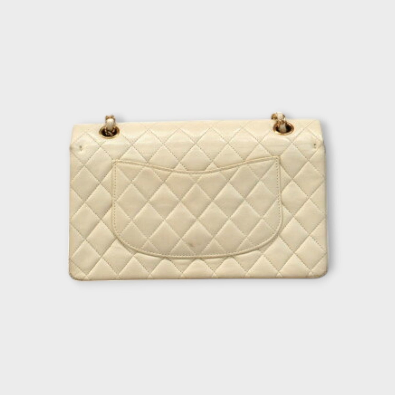 CHANEL MATRASSE W chain shoulder bag Lamb skin white with champagne gold hardwar