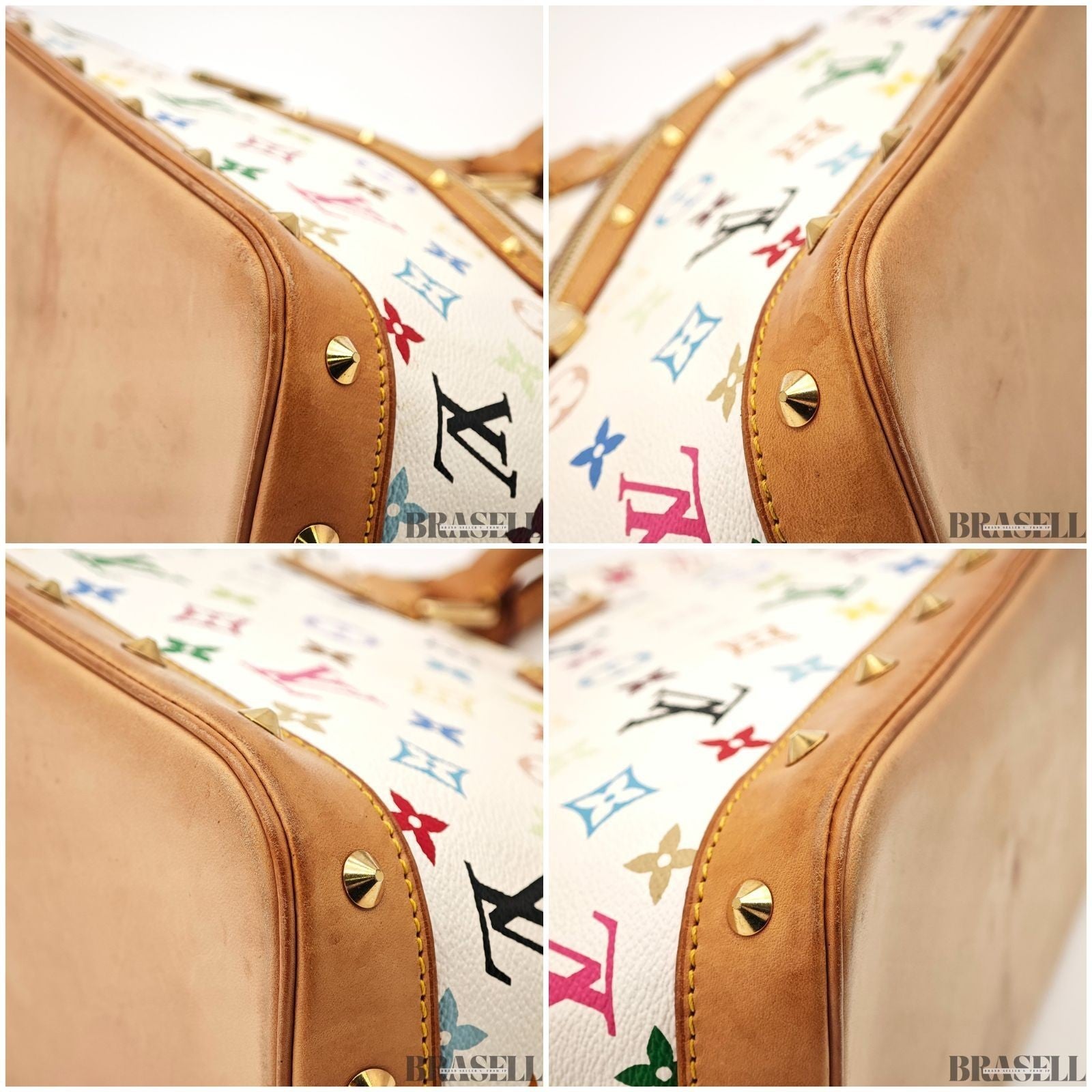 Louis Vuitton Alma Multicolor M92647 Tote Bag Handbag Colorful White Blanc