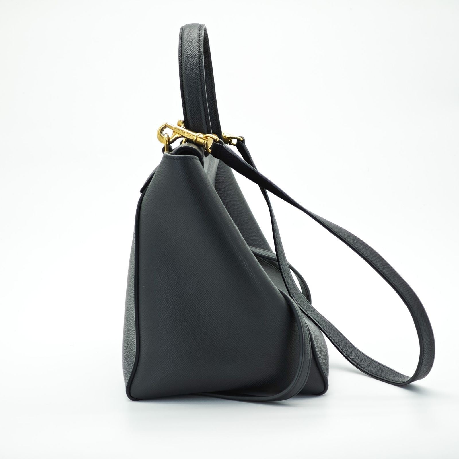 CELINE Luggage Shoulder Bag Leather 2-Way Black Women's