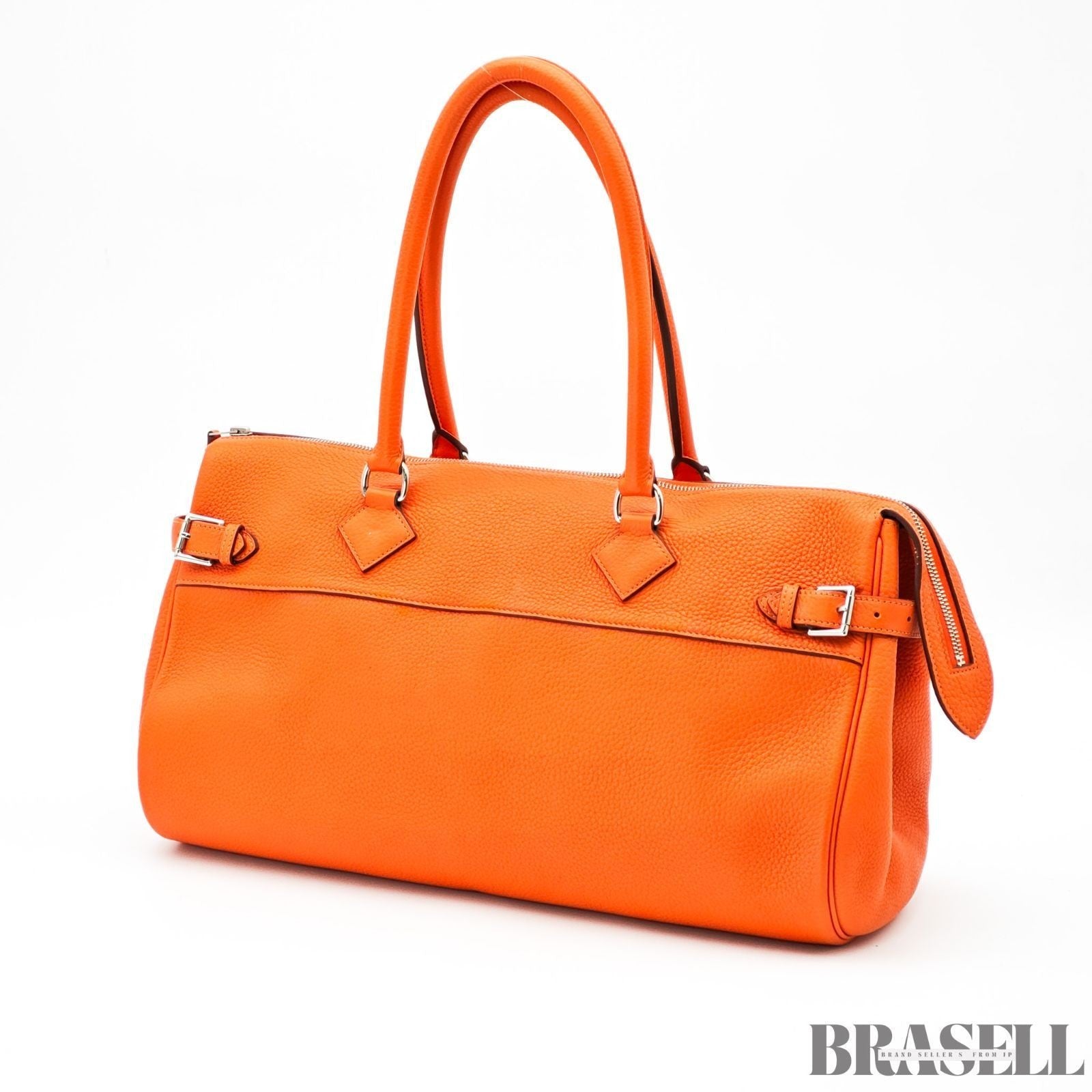 Hermes Atlas 42 Leather Bag Handbag Horizontal Orange Women's Shoulder Bag